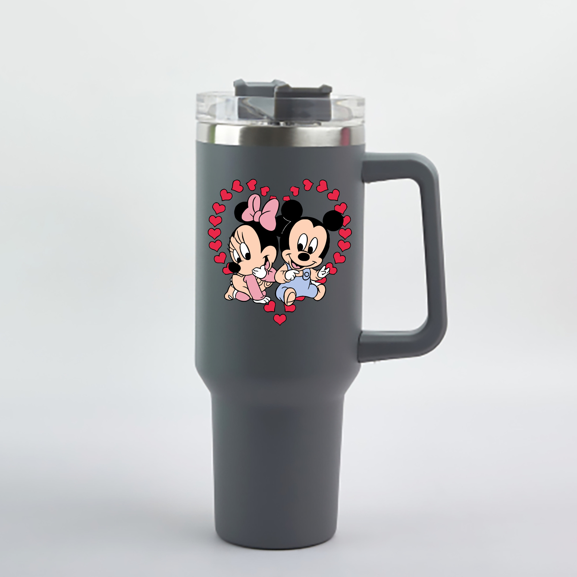 （画像用） ミッキーマウス Mickey Mouse 1200mL車用タンブラー - クリスタルステッカー（プラスチックストロー付き）