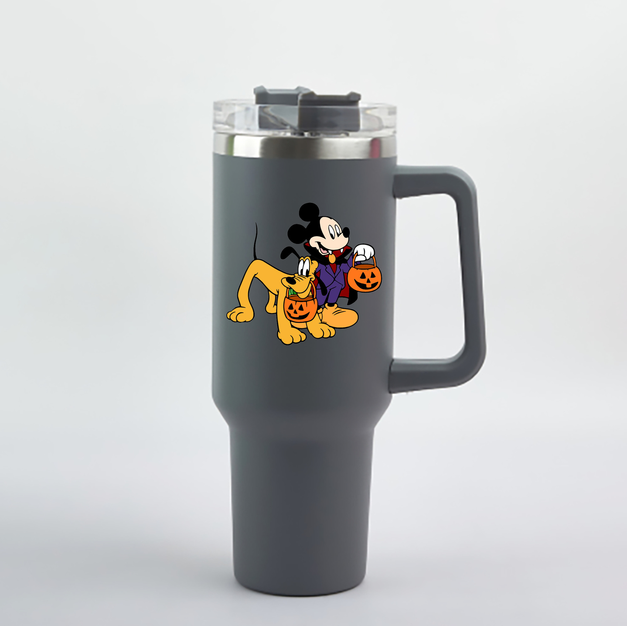 （画像用） ミッキーマウス Mickey Mouse 1200mL車用タンブラー - クリスタルステッカー（プラスチックストロー付き）