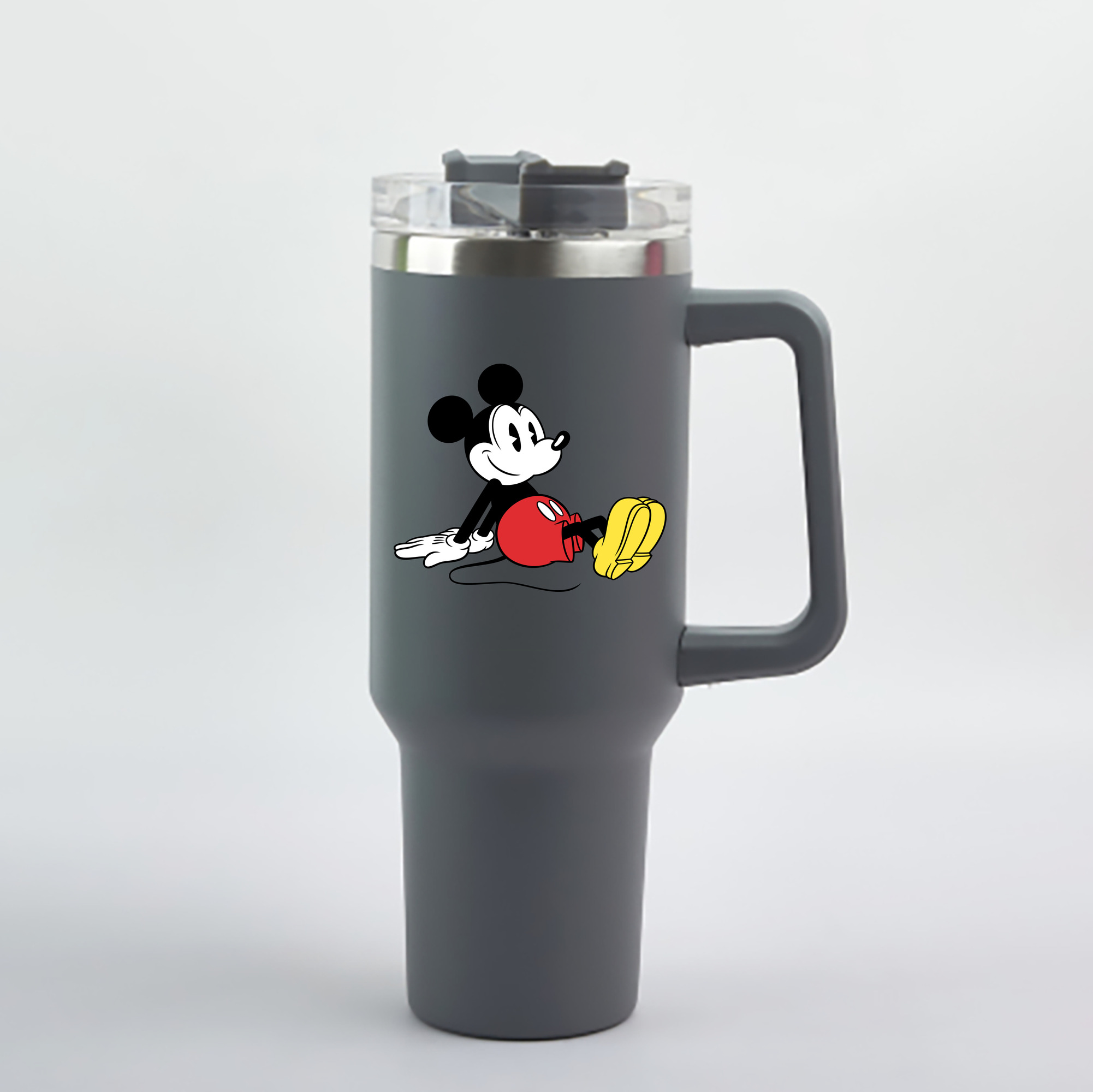 （画像用） ミッキーマウス Mickey Mouse 1200mL車用タンブラー - クリスタルステッカー（プラスチックストロー付き）
