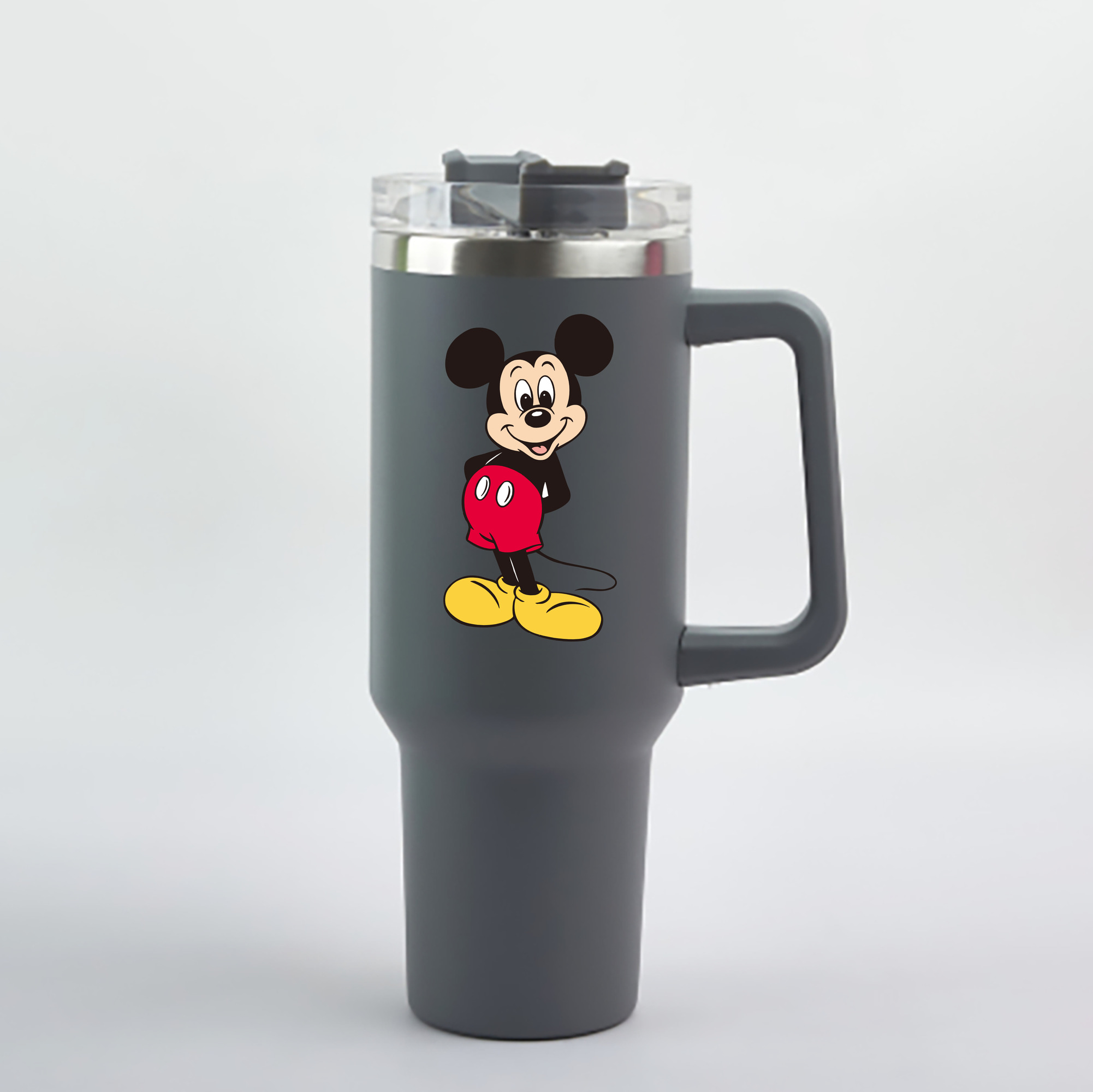 （画像用） ミッキーマウス Mickey Mouse 1200mL車用タンブラー - クリスタルステッカー（プラスチックストロー付き）