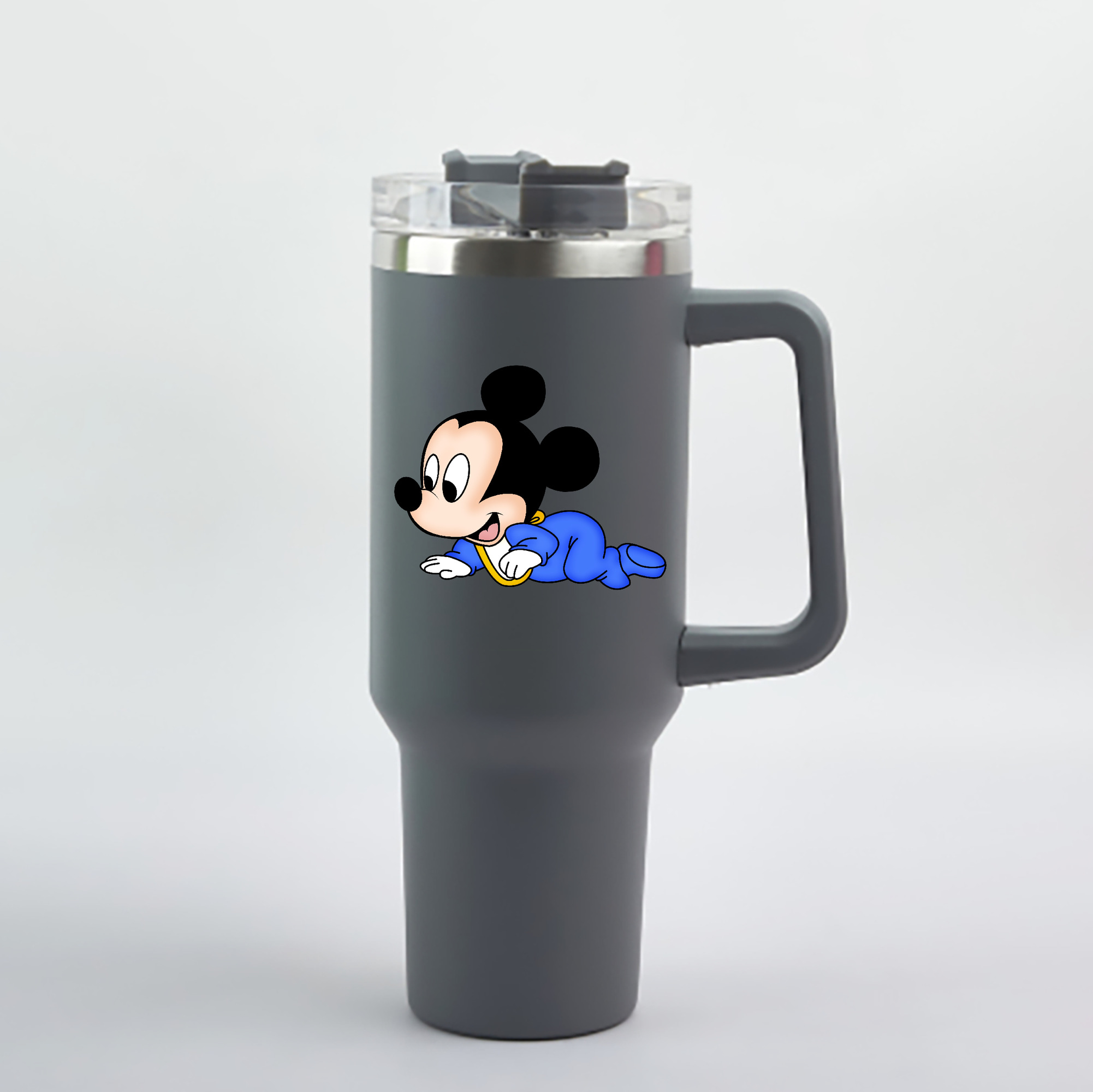 （画像用） ミッキーマウス Mickey Mouse 1200mL車用タンブラー - クリスタルステッカー（プラスチックストロー付き）