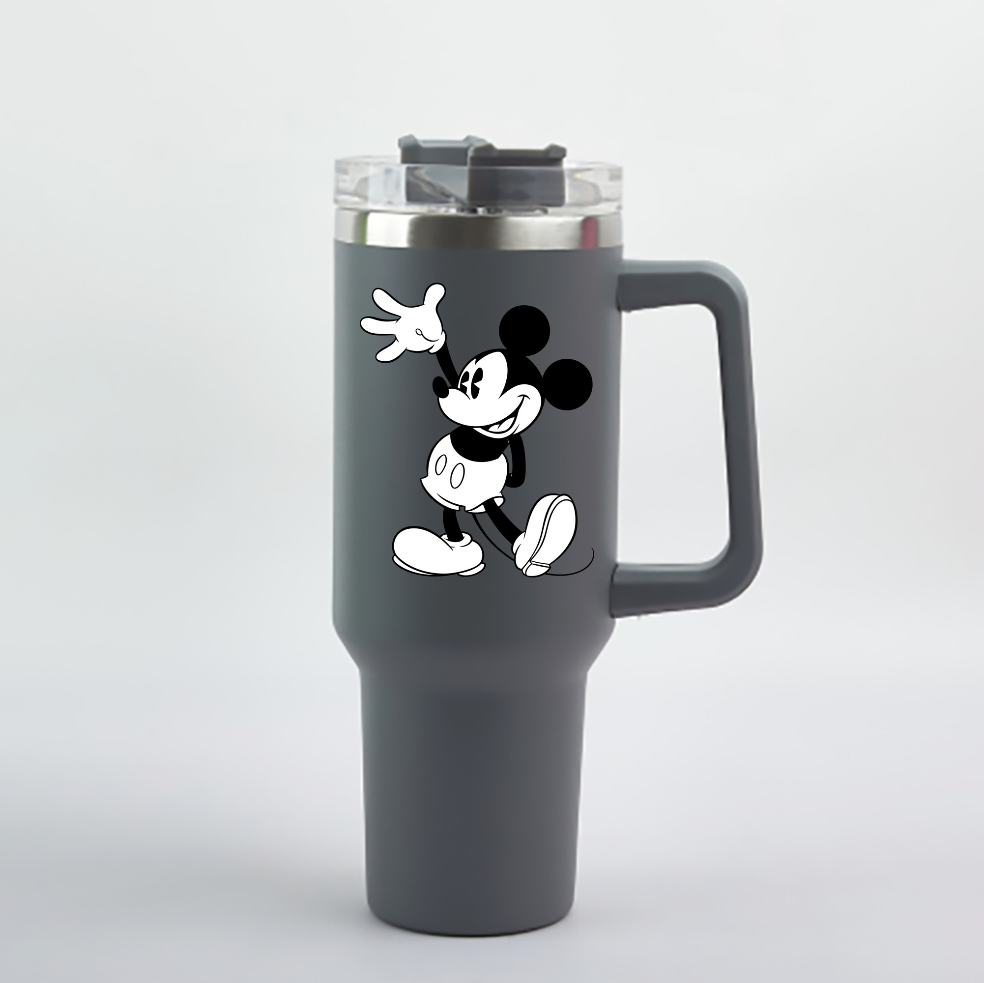 （画像用） ミッキーマウス Mickey Mouse 1200mL車用タンブラー - クリスタルステッカー（プラスチックストロー付き）