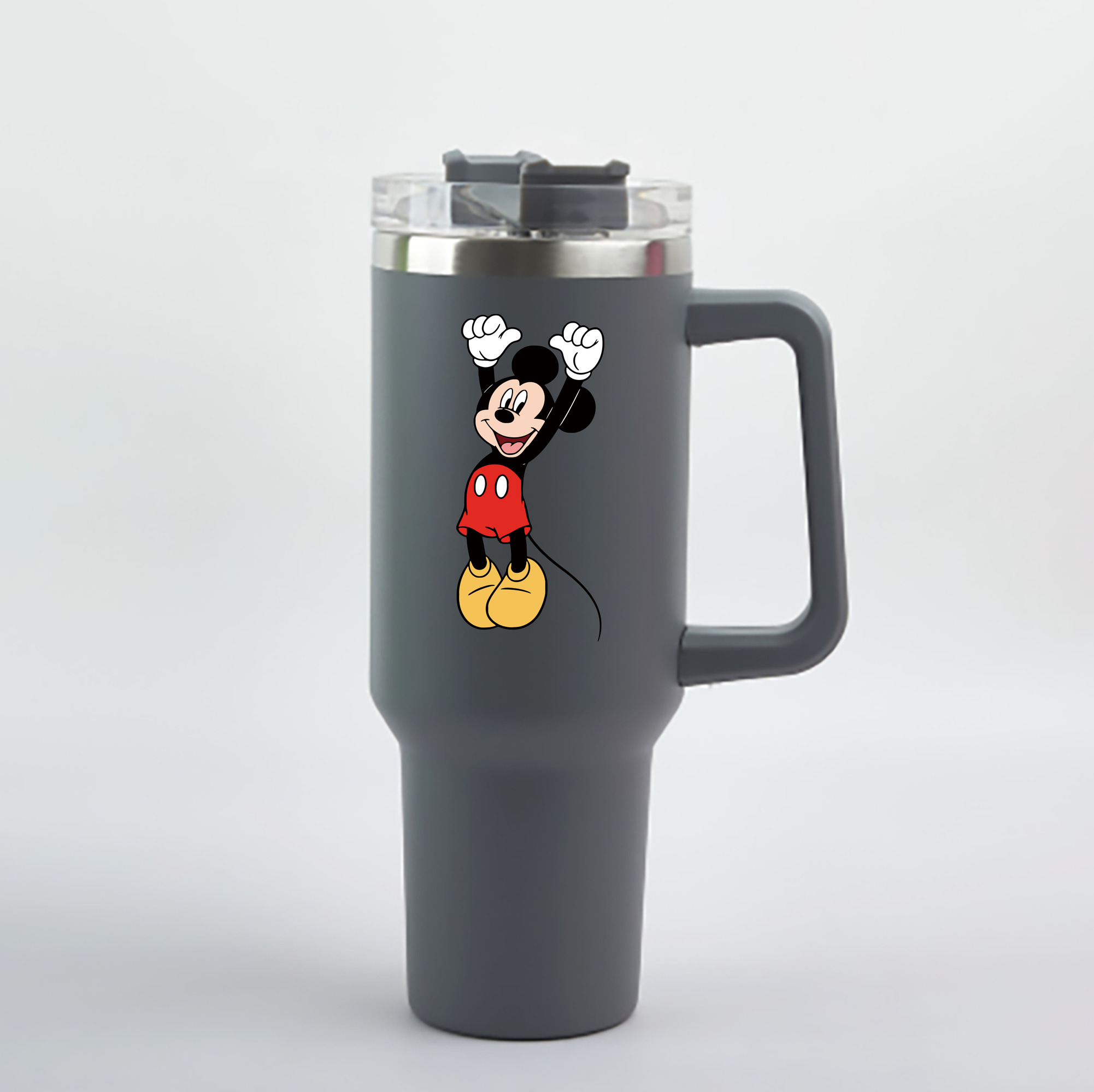（画像用） ミッキーマウス Mickey Mouse 1200mL車用タンブラー - クリスタルステッカー（プラスチックストロー付き）