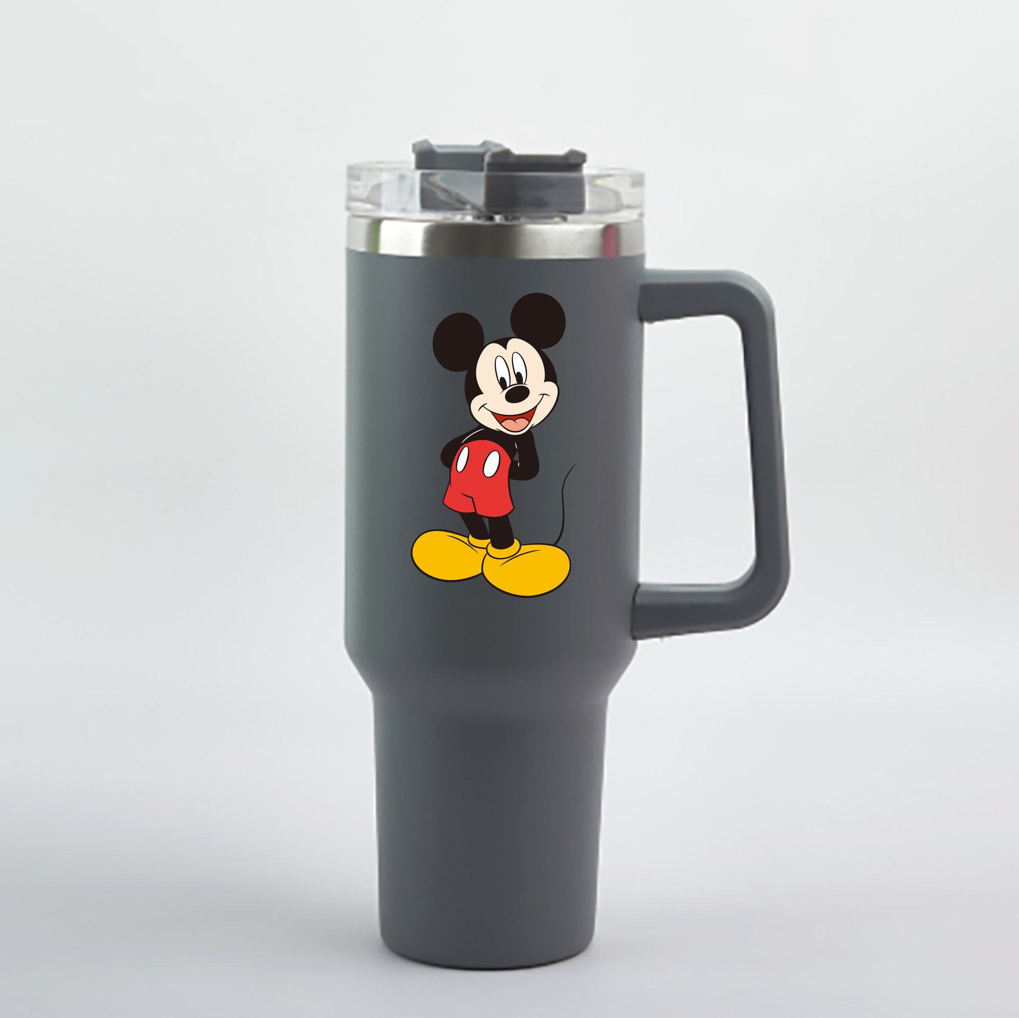 （画像用） ミッキーマウス Mickey Mouse 1200mL車用タンブラー - クリスタルステッカー（プラスチックストロー付き）