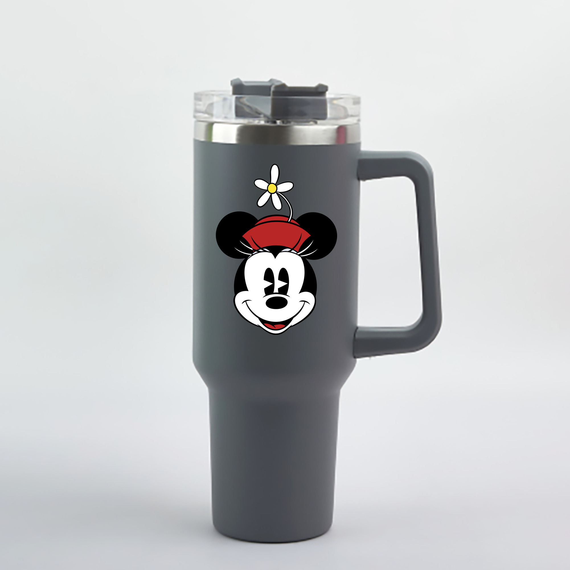 （画像用） ミッキーマウス Mickey Mouse 1200mL車用タンブラー - クリスタルステッカー（プラスチックストロー付き）