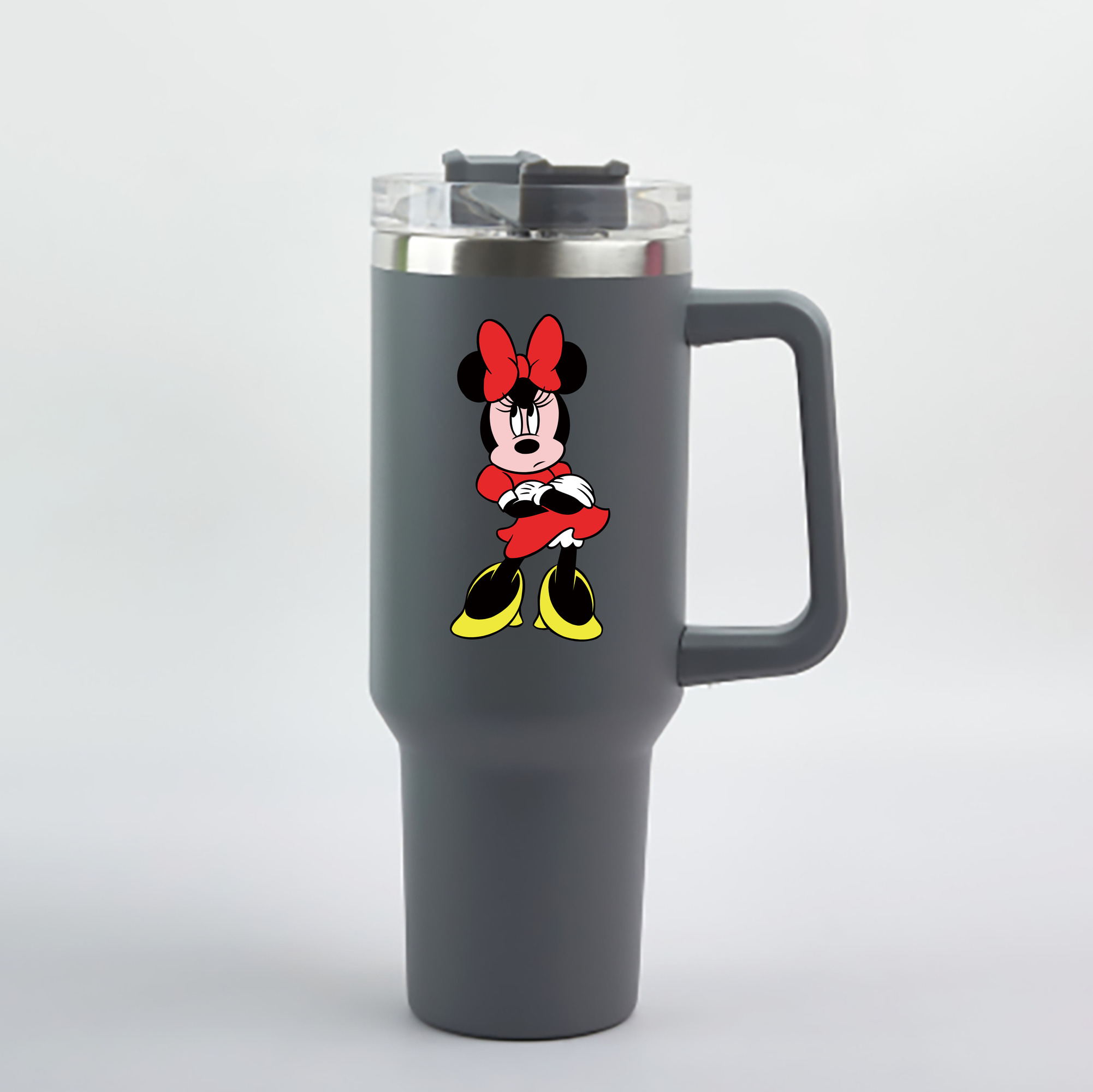 （画像用） ミッキーマウス Mickey Mouse 1200mL車用タンブラー - クリスタルステッカー（プラスチックストロー付き）