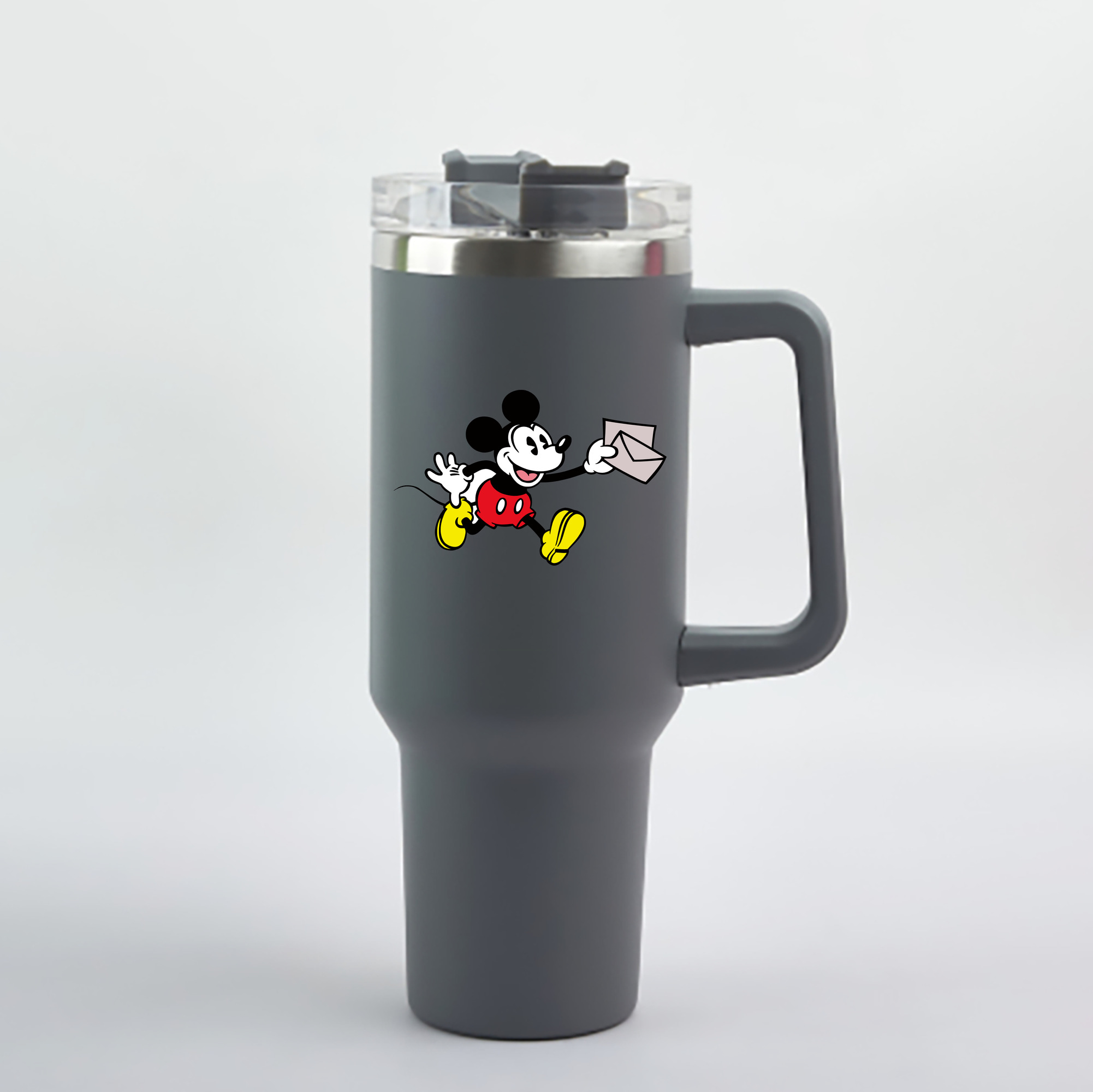（画像用） ミッキーマウス Mickey Mouse 1200mL車用タンブラー - クリスタルステッカー（プラスチックストロー付き）