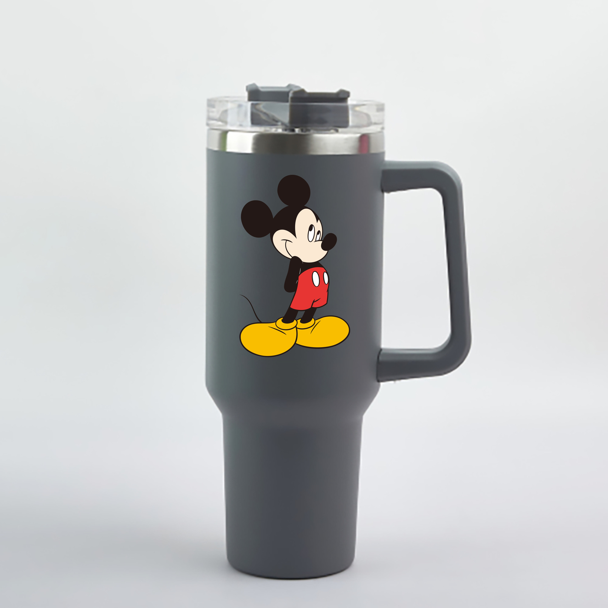 （画像用） ミッキーマウス Mickey Mouse 1200mL車用タンブラー - クリスタルステッカー（プラスチックストロー付き）