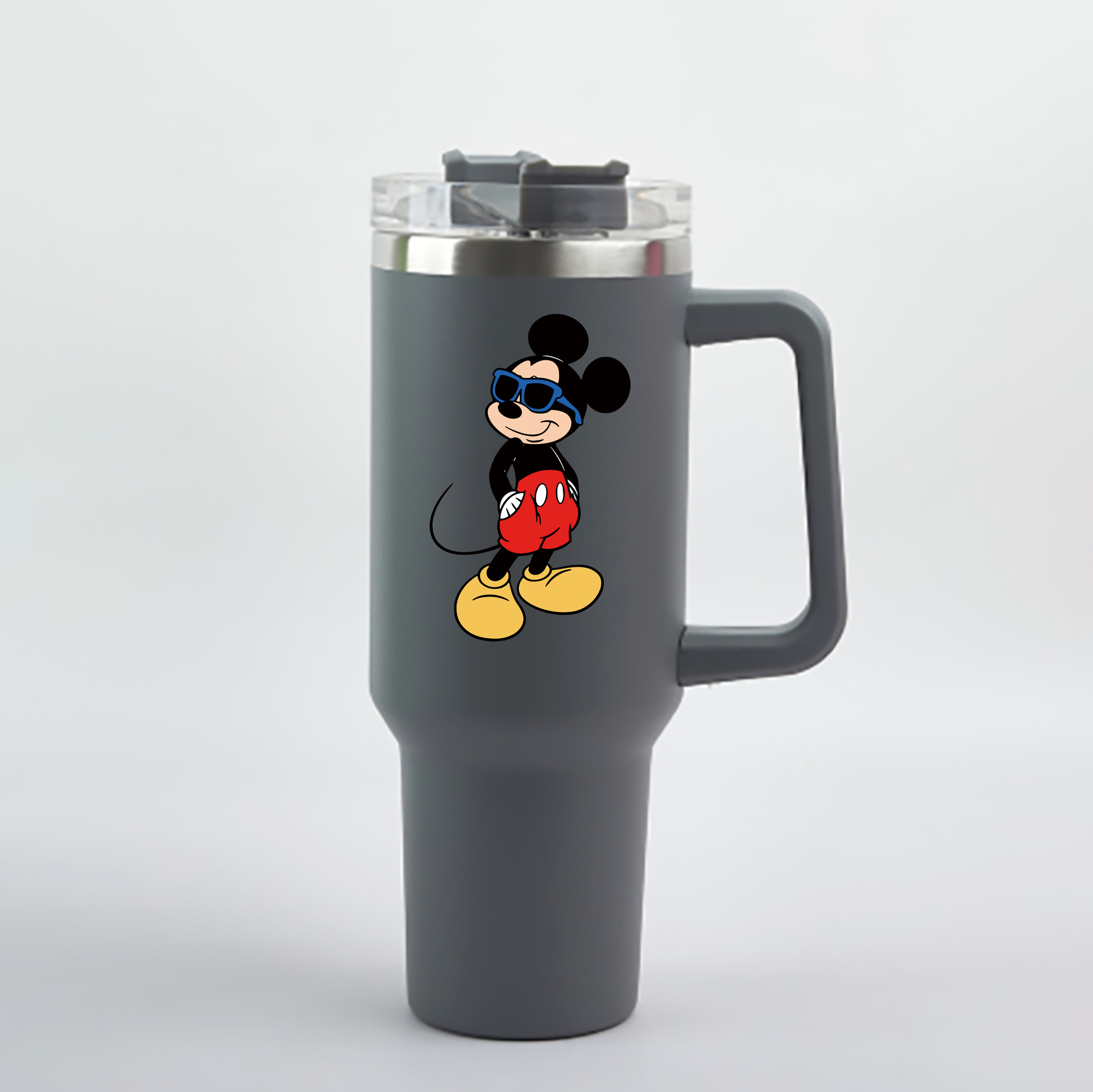 （画像用） ミッキーマウス Mickey Mouse 1200mL車用タンブラー - クリスタルステッカー（プラスチックストロー付き）