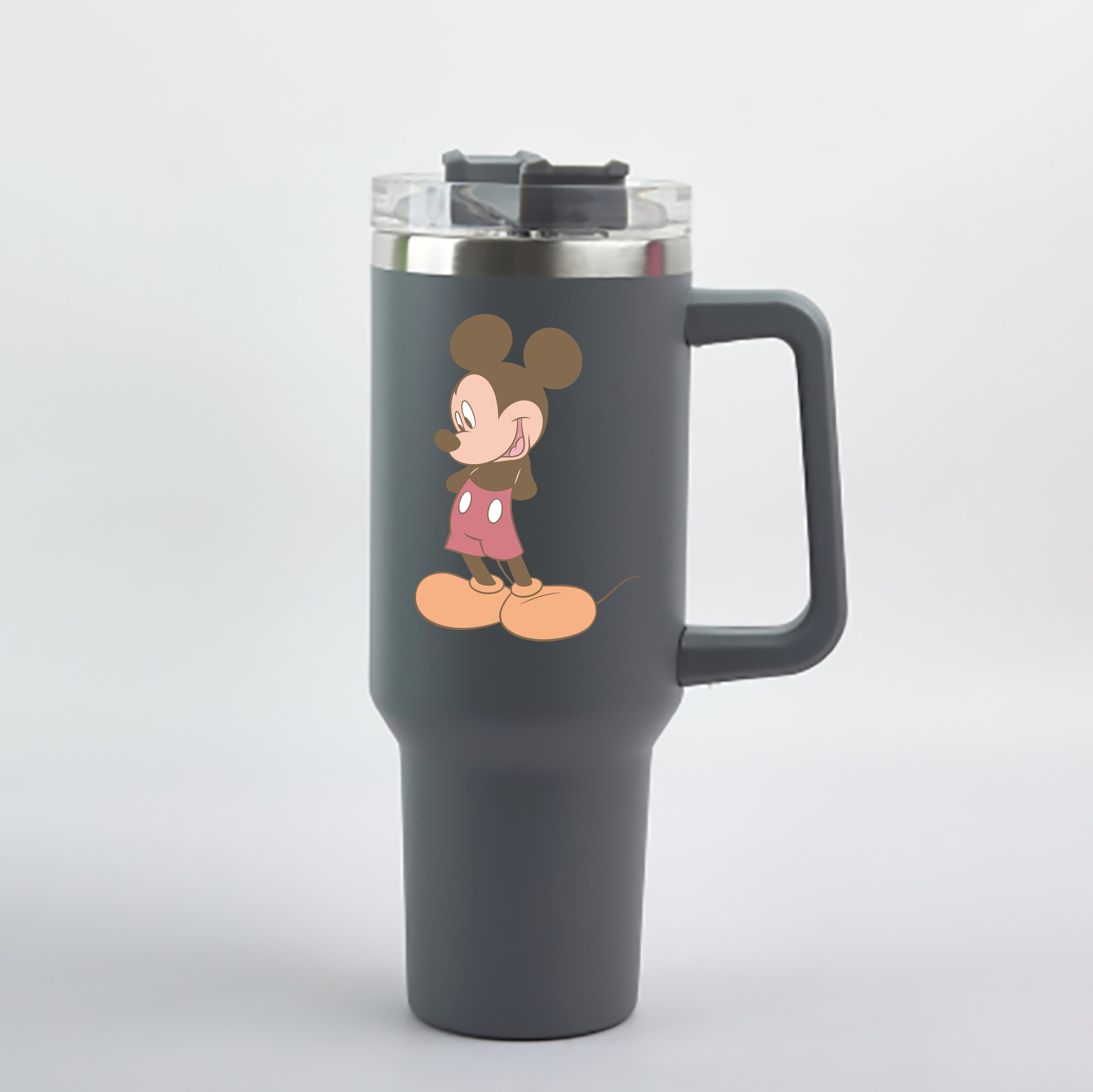 （画像用） ミッキーマウス Mickey Mouse 1200mL車用タンブラー - クリスタルステッカー（プラスチックストロー付き）