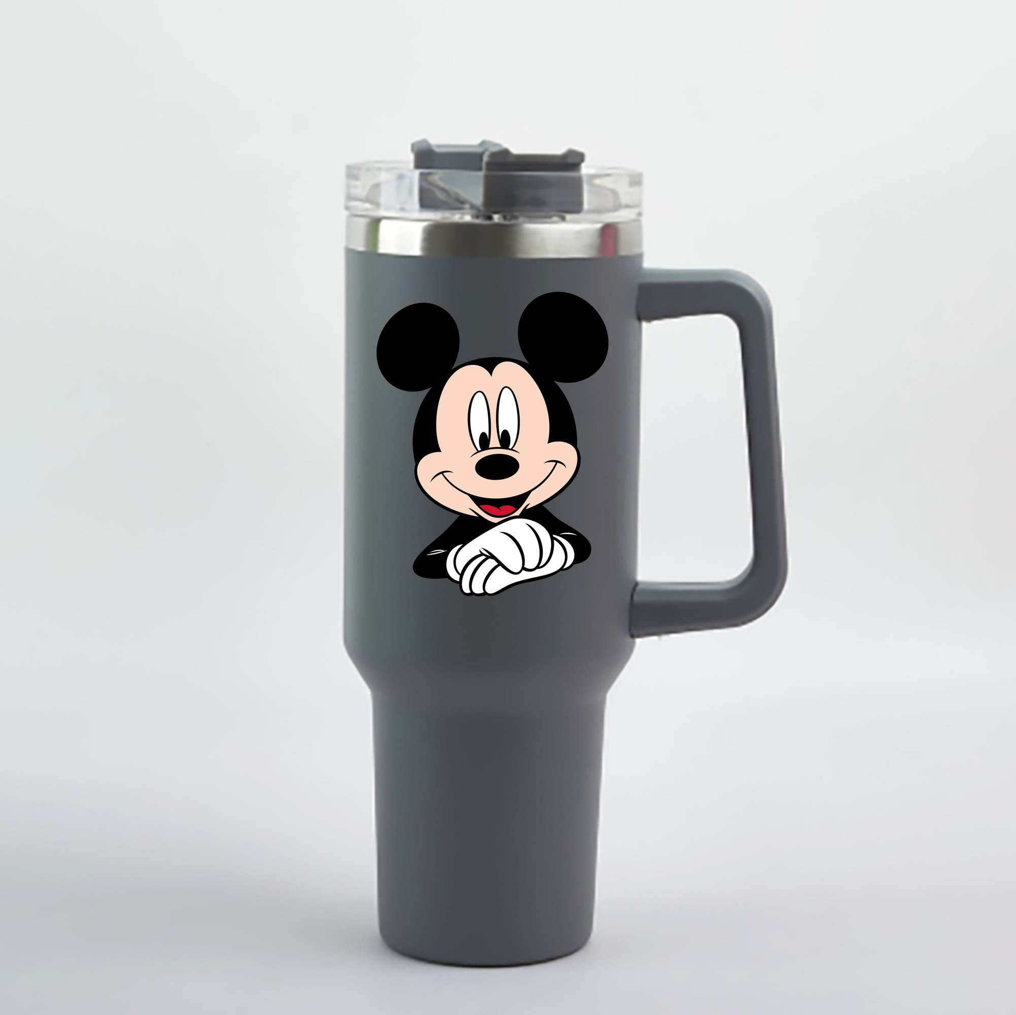 （画像用） ミッキーマウス Mickey Mouse 1200mL車用タンブラー - クリスタルステッカー（プラスチックストロー付き）
