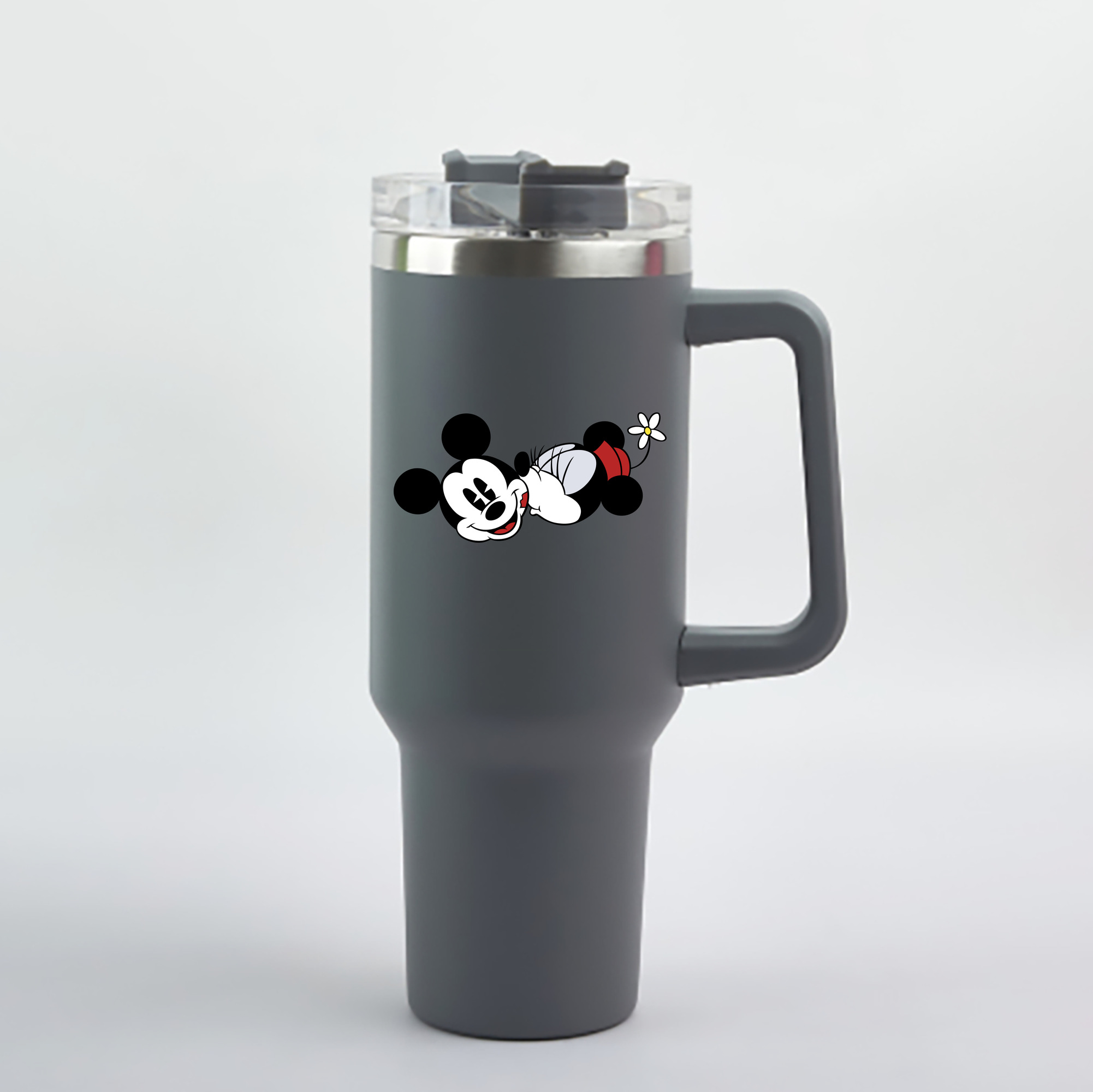 （画像用） ミッキーマウス Mickey Mouse 1200mL車用タンブラー - クリスタルステッカー（プラスチックストロー付き）