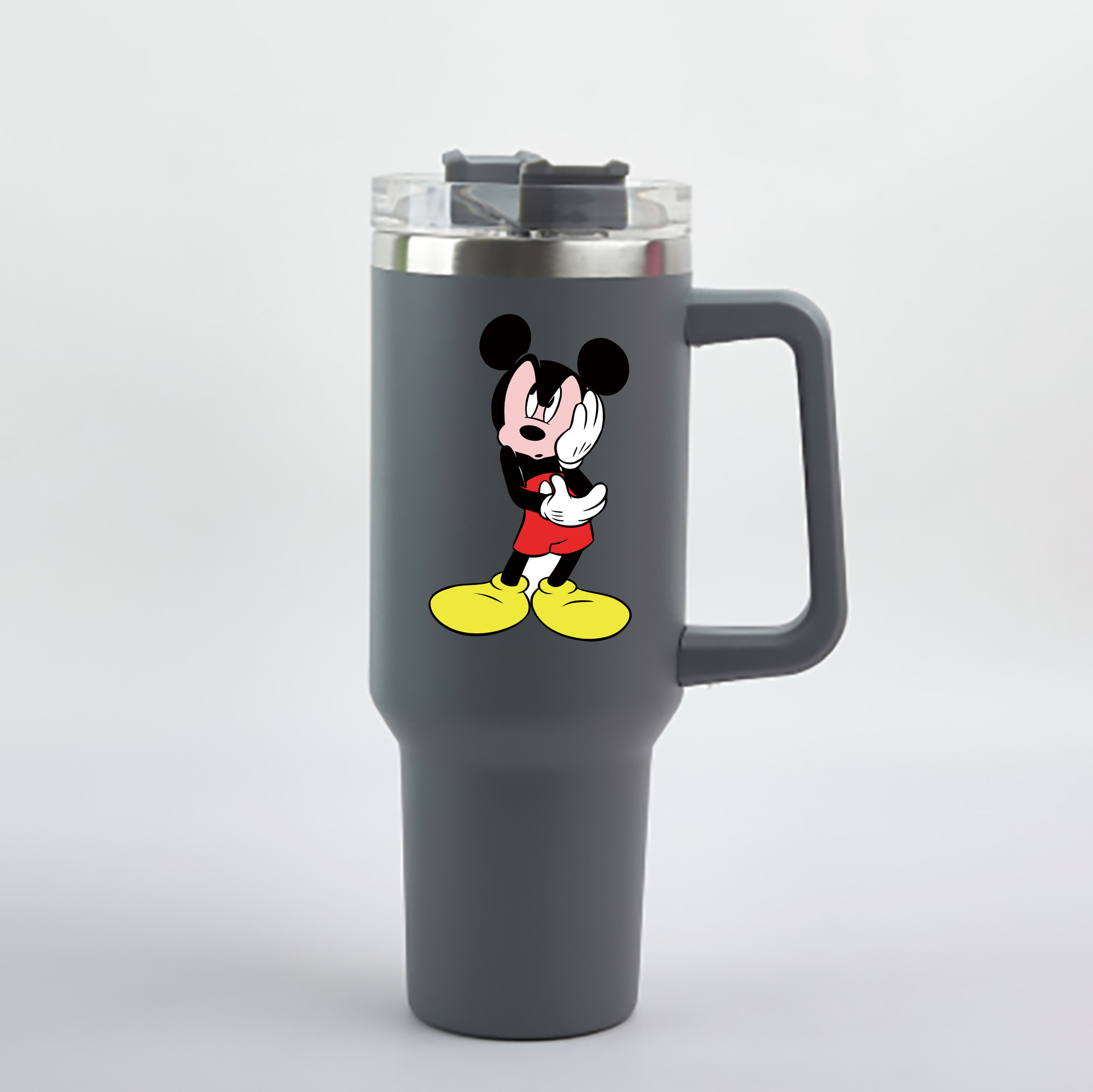 （画像用） ミッキーマウス Mickey Mouse 1200mL車用タンブラー - クリスタルステッカー（プラスチックストロー付き）
