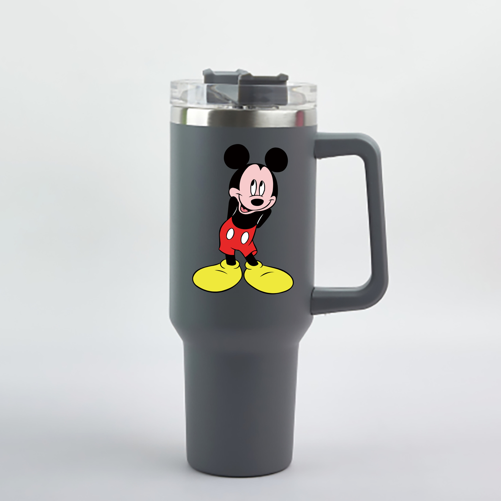（画像用） ミッキーマウス Mickey Mouse 1200mL車用タンブラー - クリスタルステッカー（プラスチックストロー付き）