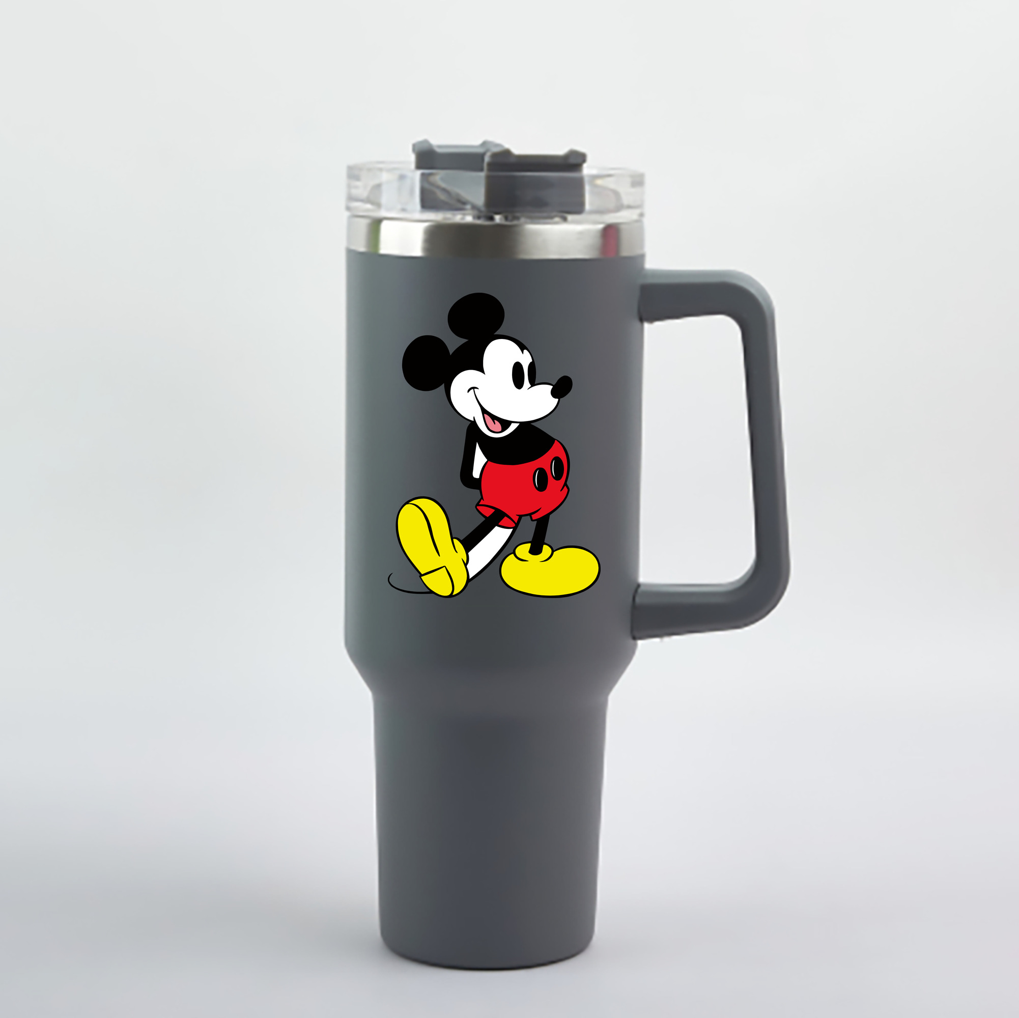 （画像用） ミッキーマウス Mickey Mouse 1200mL車用タンブラー - クリスタルステッカー（プラスチックストロー付き）