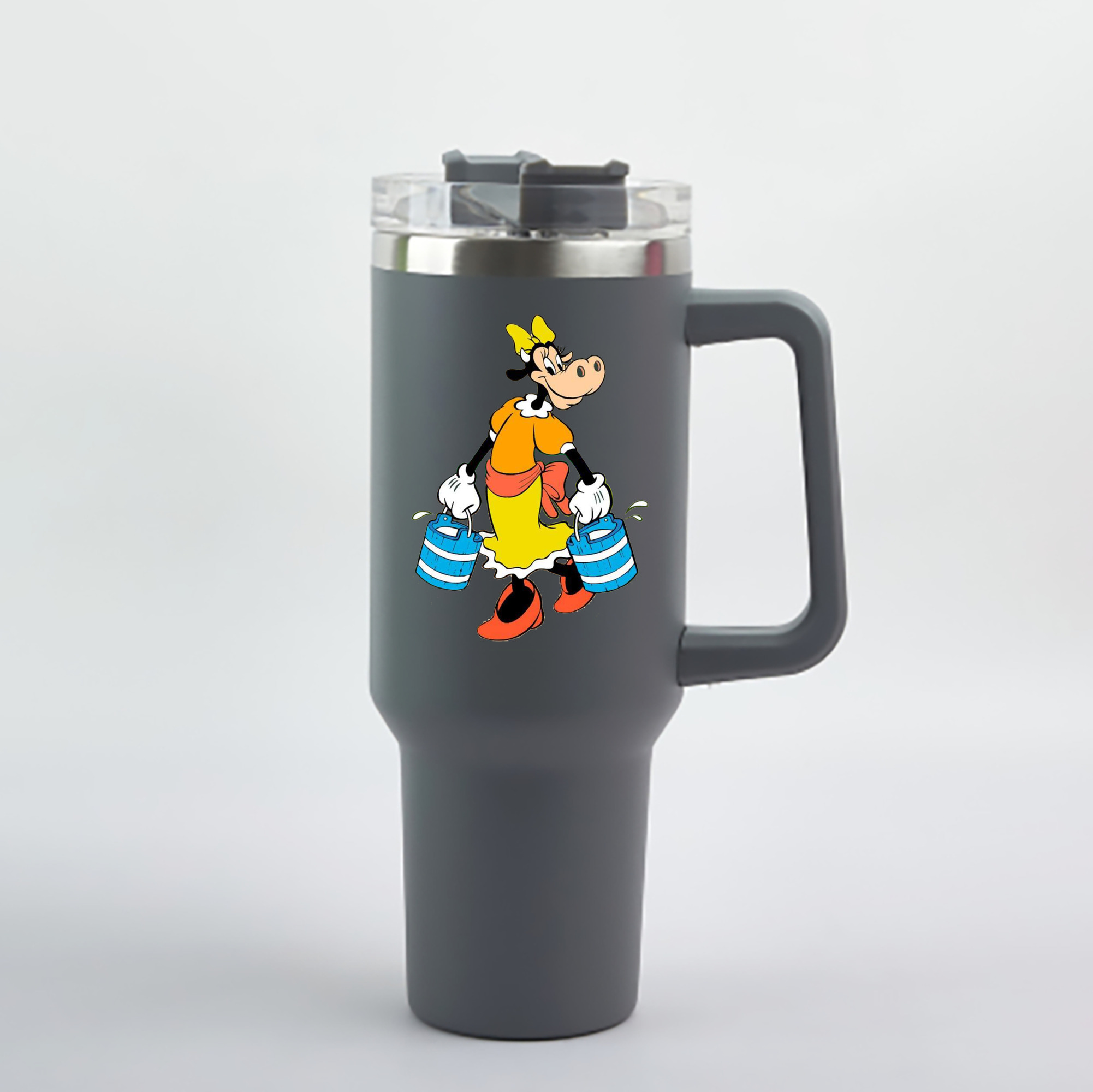 （画像用） ミッキーマウス Mickey Mouse 1200mL車用タンブラー - クリスタルステッカー（プラスチックストロー付き）