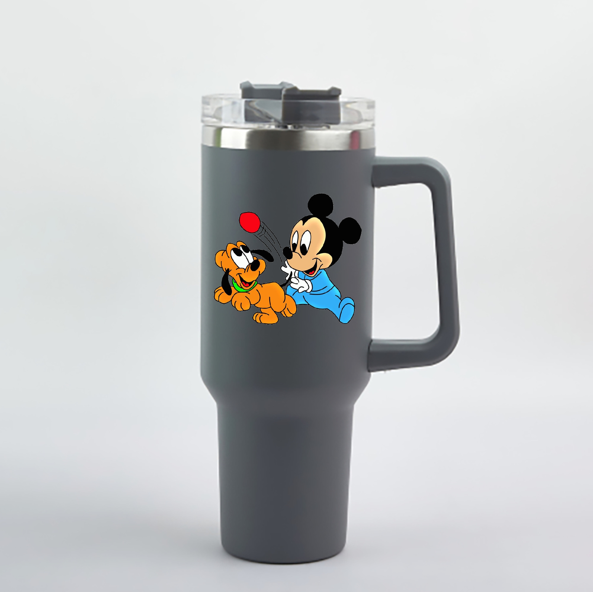 （画像用） ミッキーマウス Mickey Mouse 1200mL車用タンブラー - クリスタルステッカー（プラスチックストロー付き）