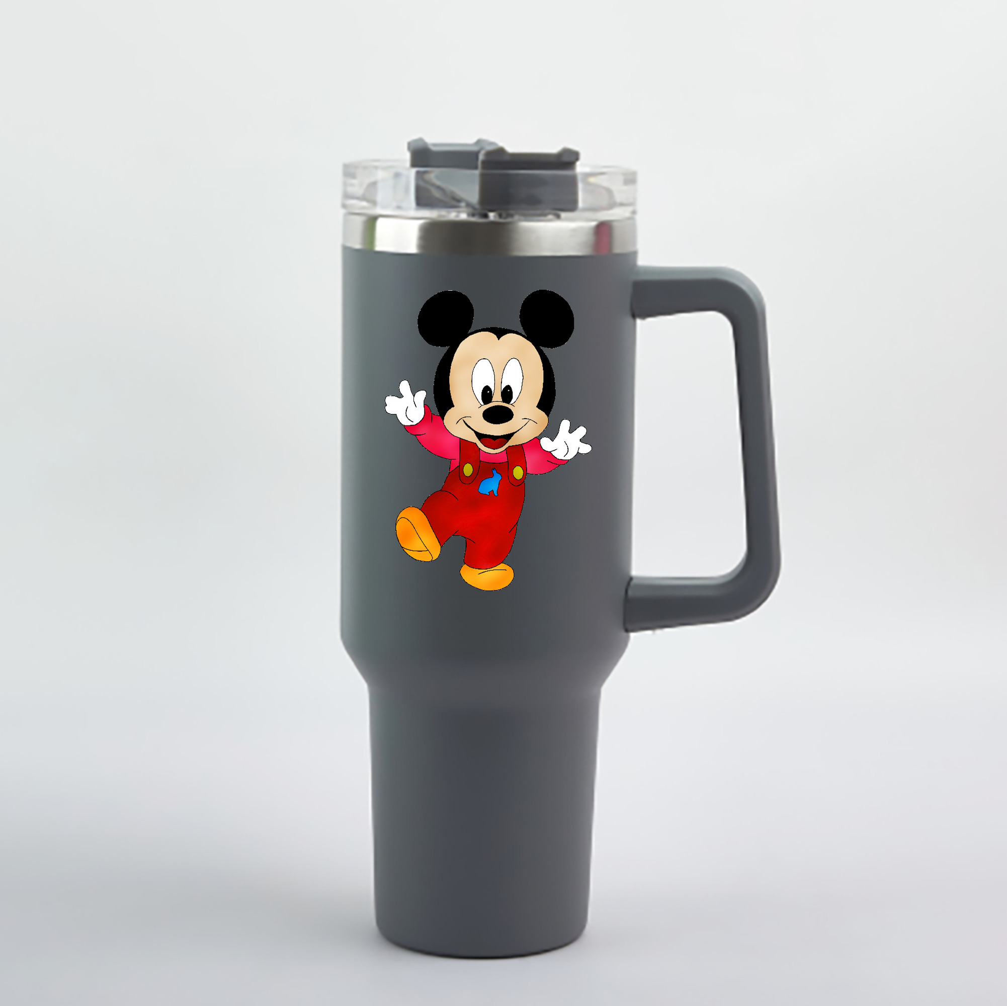 （画像用） ミッキーマウス Mickey Mouse 1200mL車用タンブラー - クリスタルステッカー（プラスチックストロー付き）