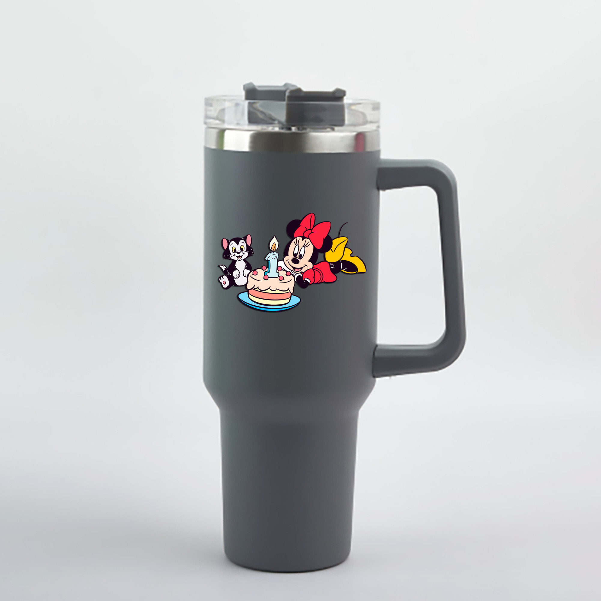（画像用） ミッキーマウス Mickey Mouse 1200mL車用タンブラー - クリスタルステッカー（プラスチックストロー付き）