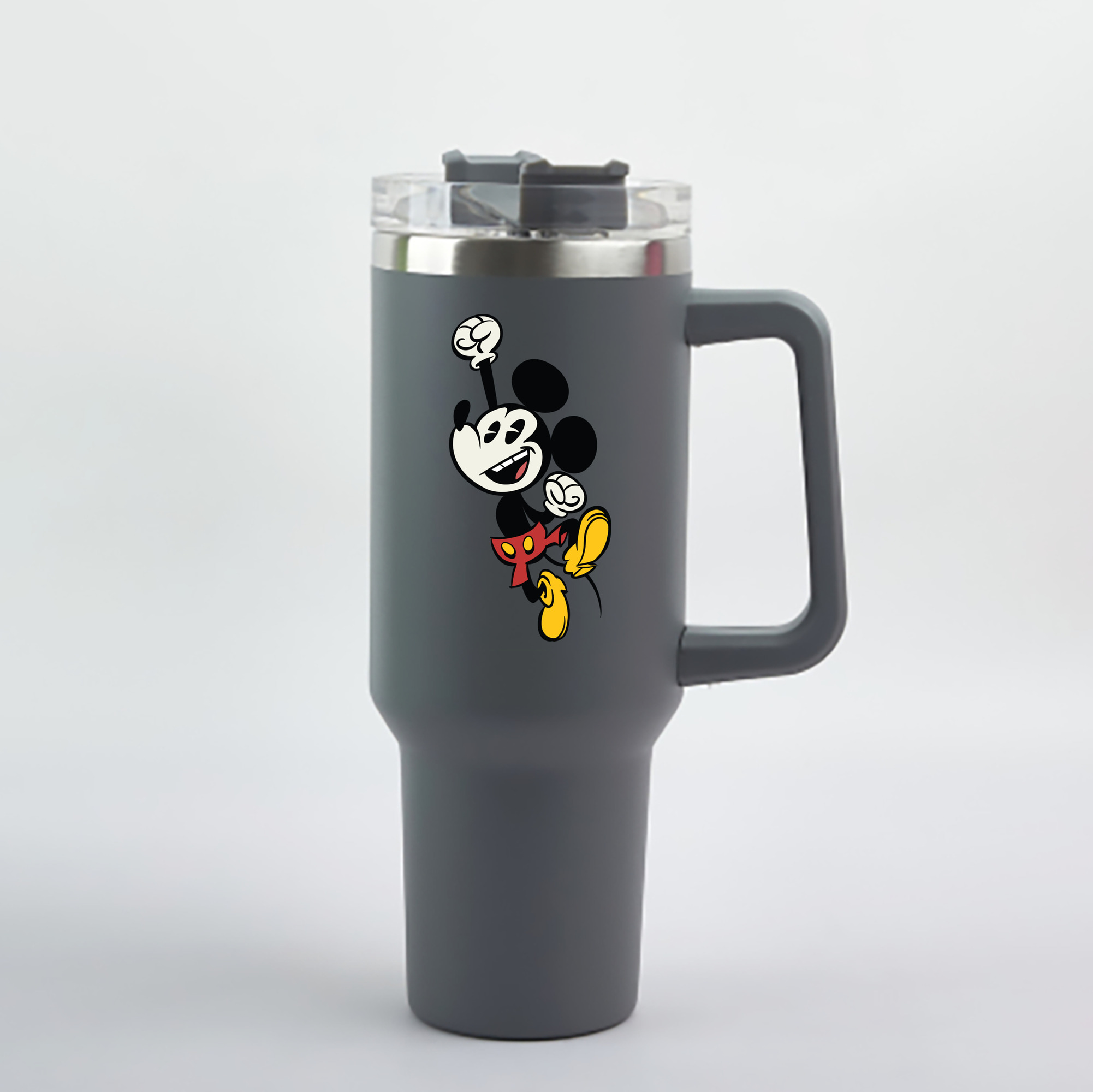 （画像用） ミッキーマウス Mickey Mouse 1200mL車用タンブラー - クリスタルステッカー（プラスチックストロー付き）
