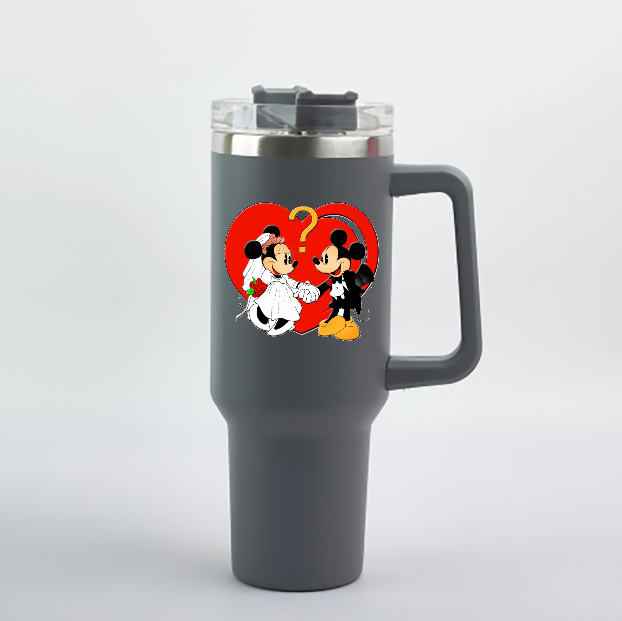 （画像用） ミッキーマウス Mickey Mouse 1200mL車用タンブラー - クリスタルステッカー（プラスチックストロー付き）