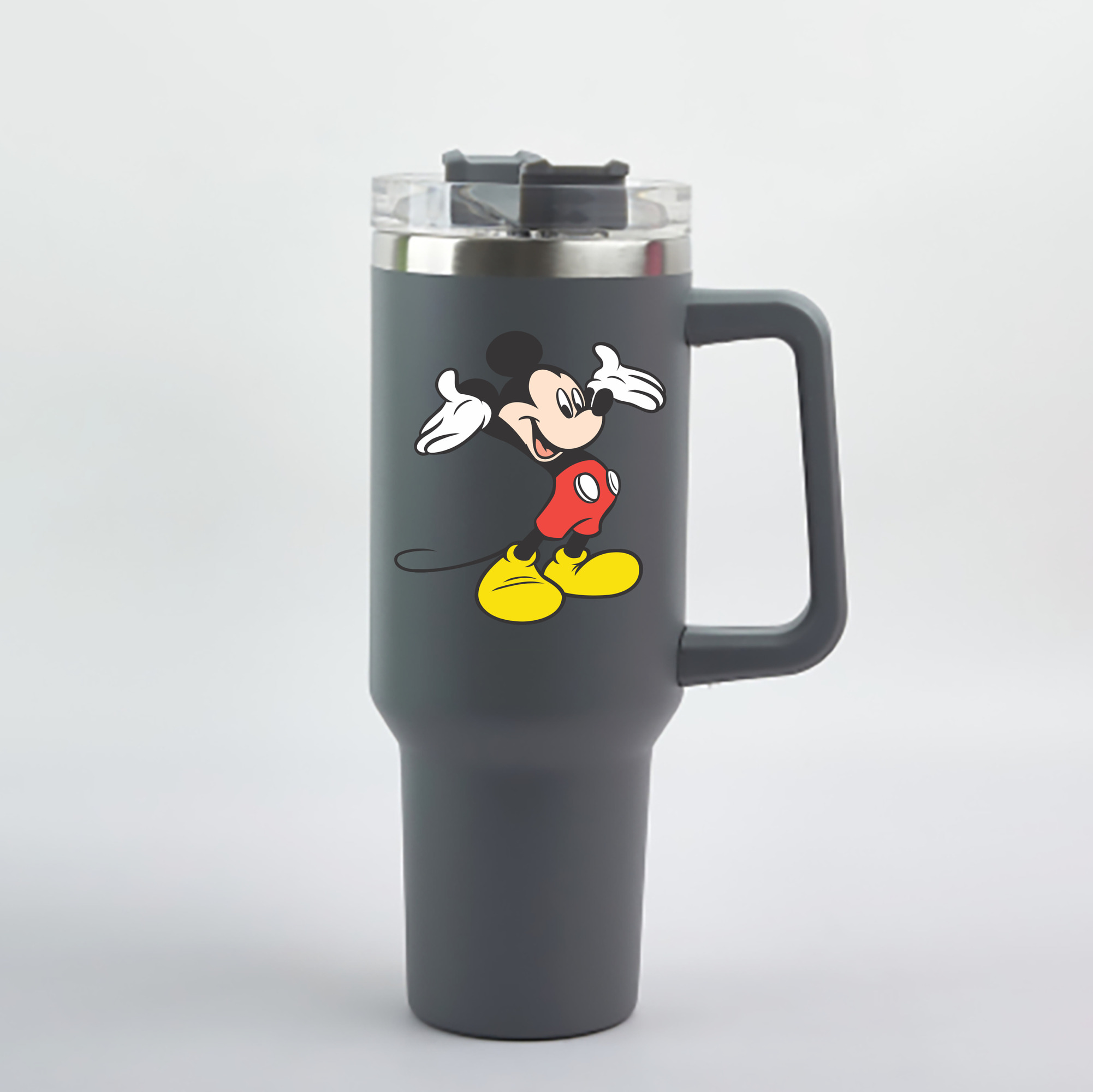（画像用） ミッキーマウス Mickey Mouse 1200mL車用タンブラー - クリスタルステッカー（プラスチックストロー付き）