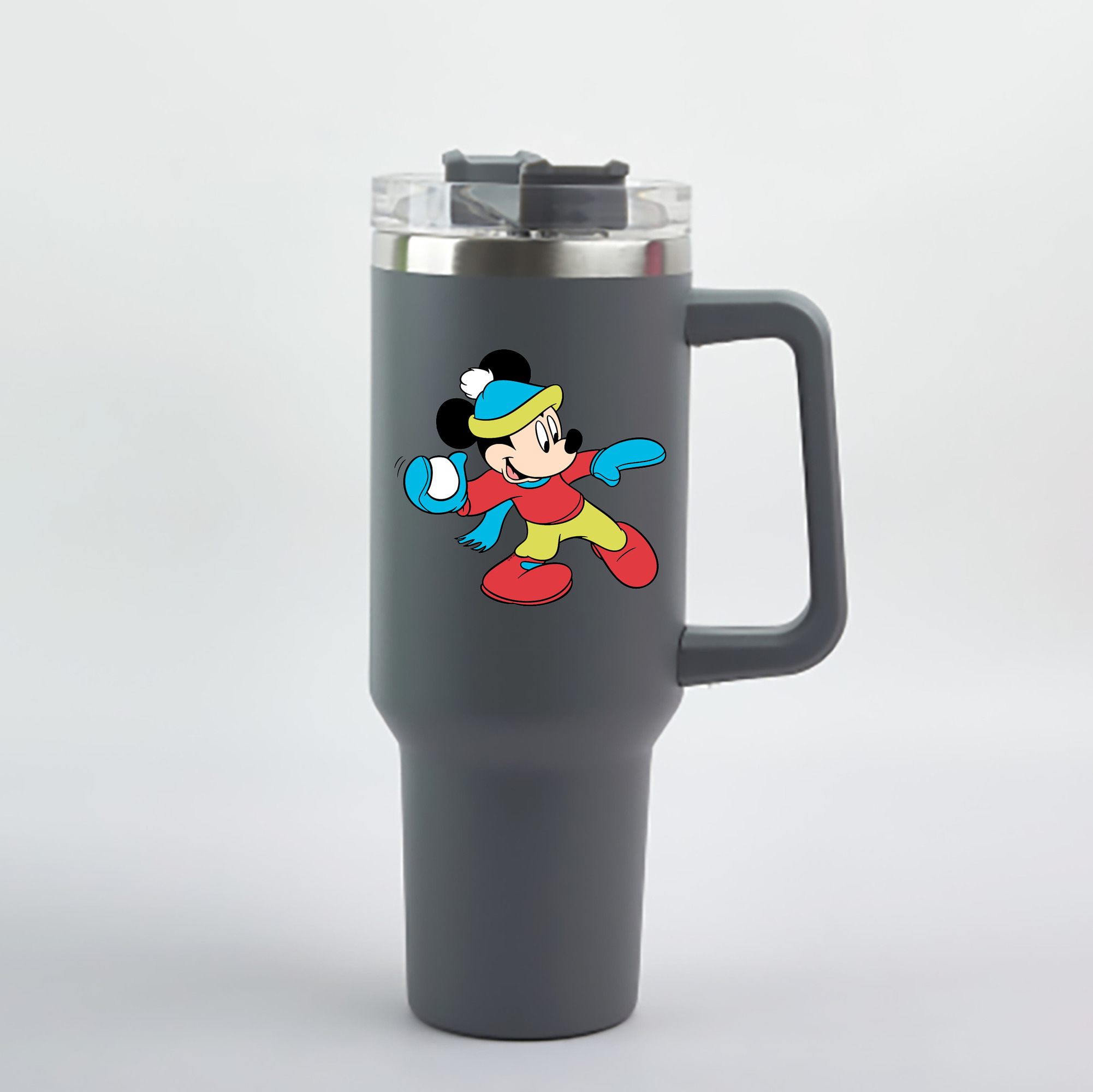 （画像用） ミッキーマウス Mickey Mouse 1200mL車用タンブラー - クリスタルステッカー（プラスチックストロー付き）