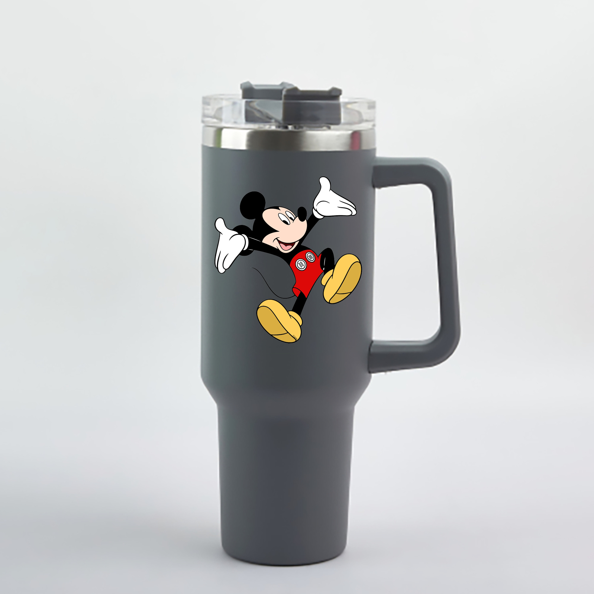 （画像用） ミッキーマウス Mickey Mouse 1200mL車用タンブラー - クリスタルステッカー（プラスチックストロー付き）
