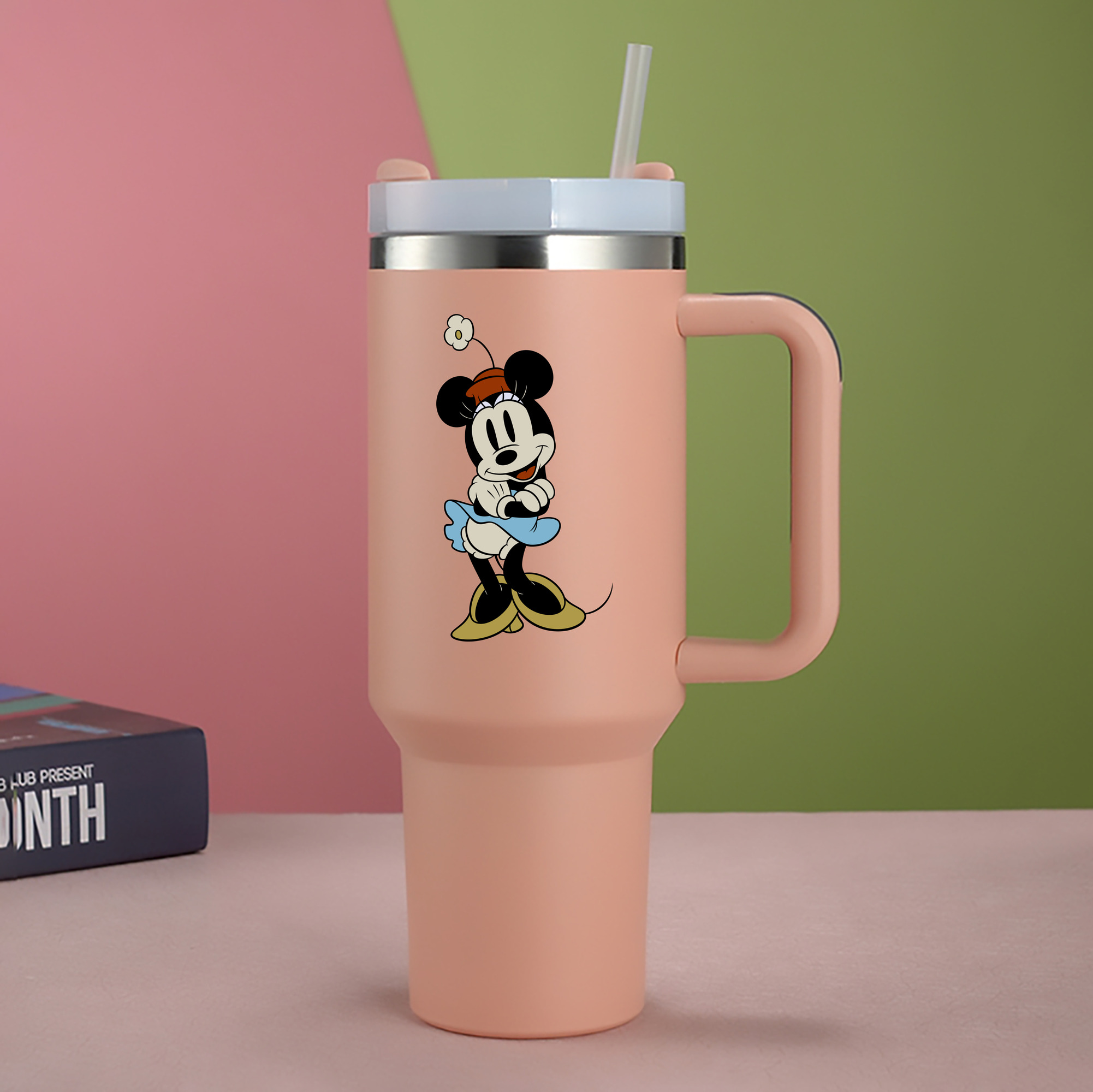 ミッキーマウス Mickey Mouse 1200mL車用タンブラー - クリスタルステッカー（プラスチックストロー付き）