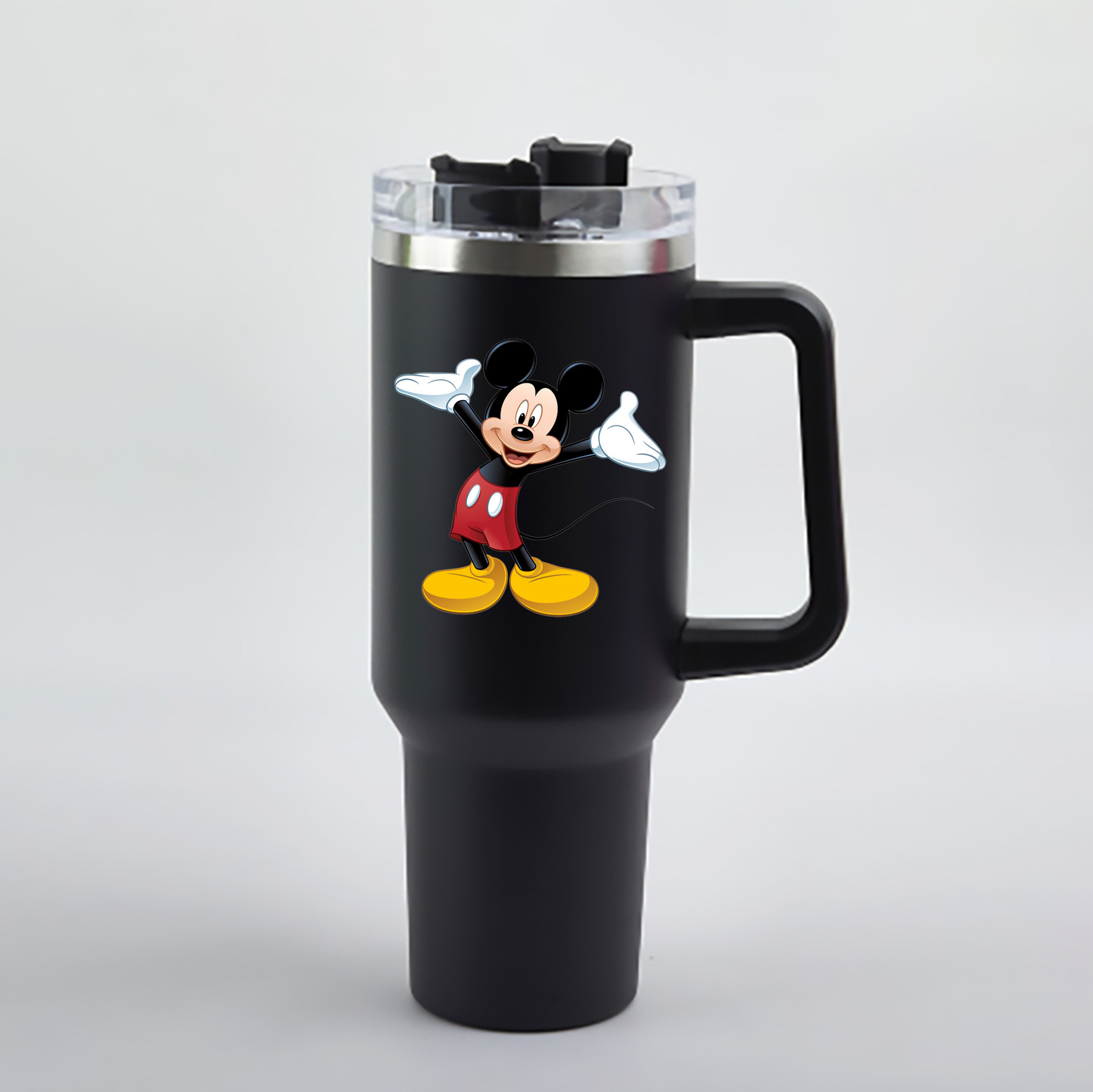 （画像用） ミッキーマウス Mickey Mouse 1200mL車用タンブラー - クリスタルステッカー（プラスチックストロー付き）