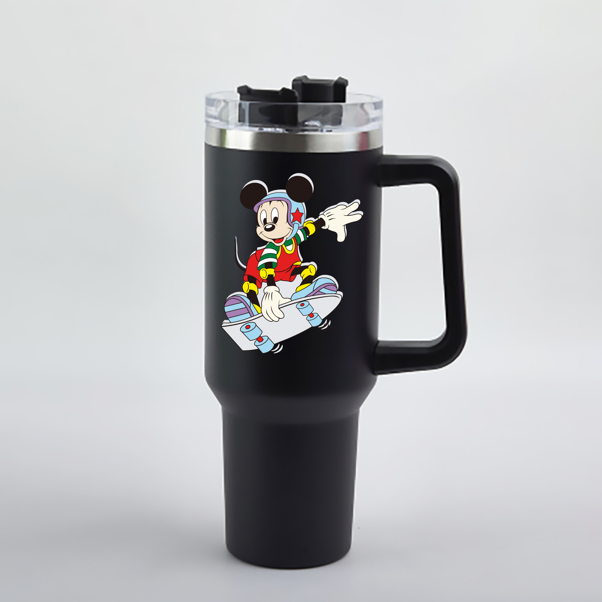 （画像用） ミッキーマウス Mickey Mouse 1200mL車用タンブラー - クリスタルステッカー（プラスチックストロー付き）