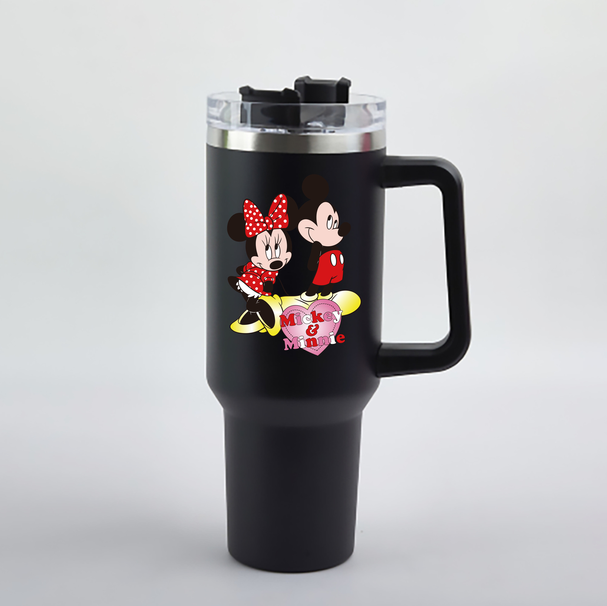 ミッキーマウス Mickey Mouse 1200mL車用タンブラー - クリスタルステッカー（プラスチックストロー付き）