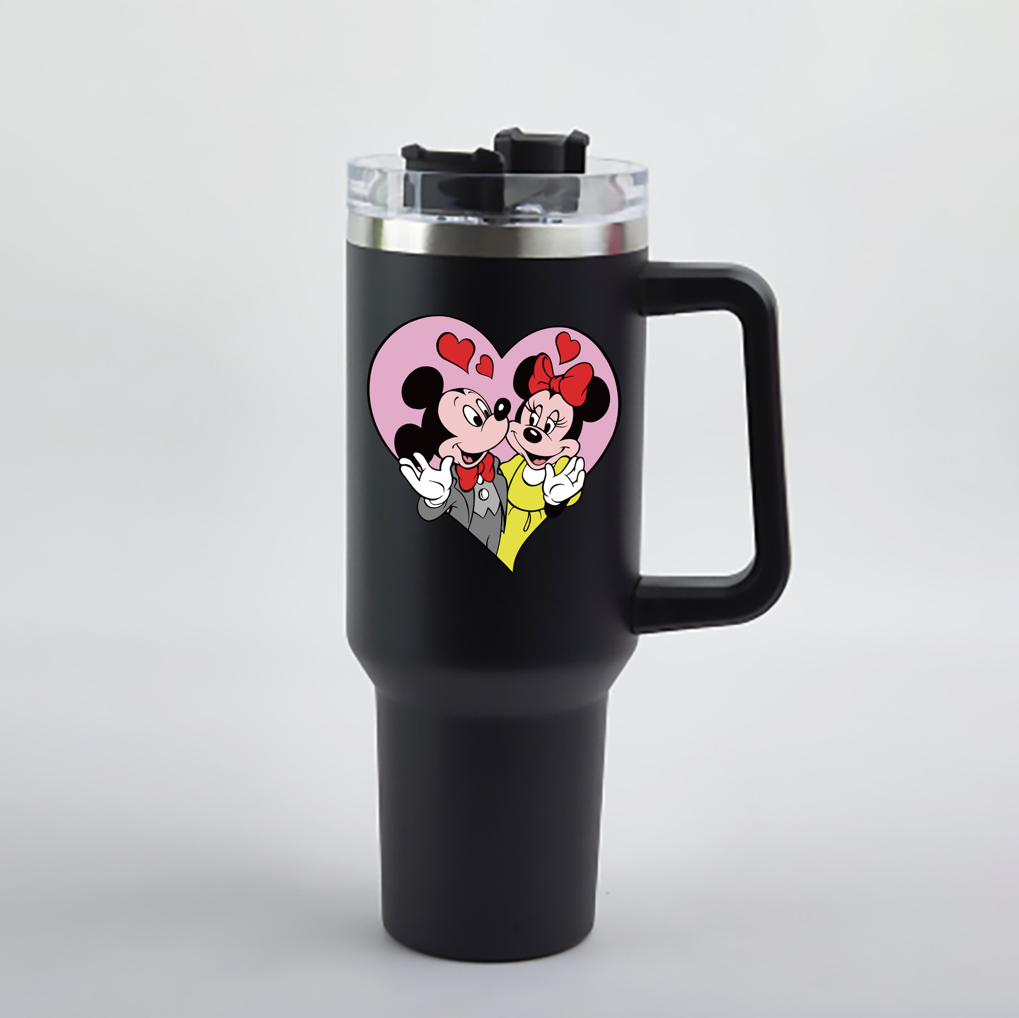 （画像用） ミッキーマウス Mickey Mouse 1200mL車用タンブラー - クリスタルステッカー（プラスチックストロー付き）
