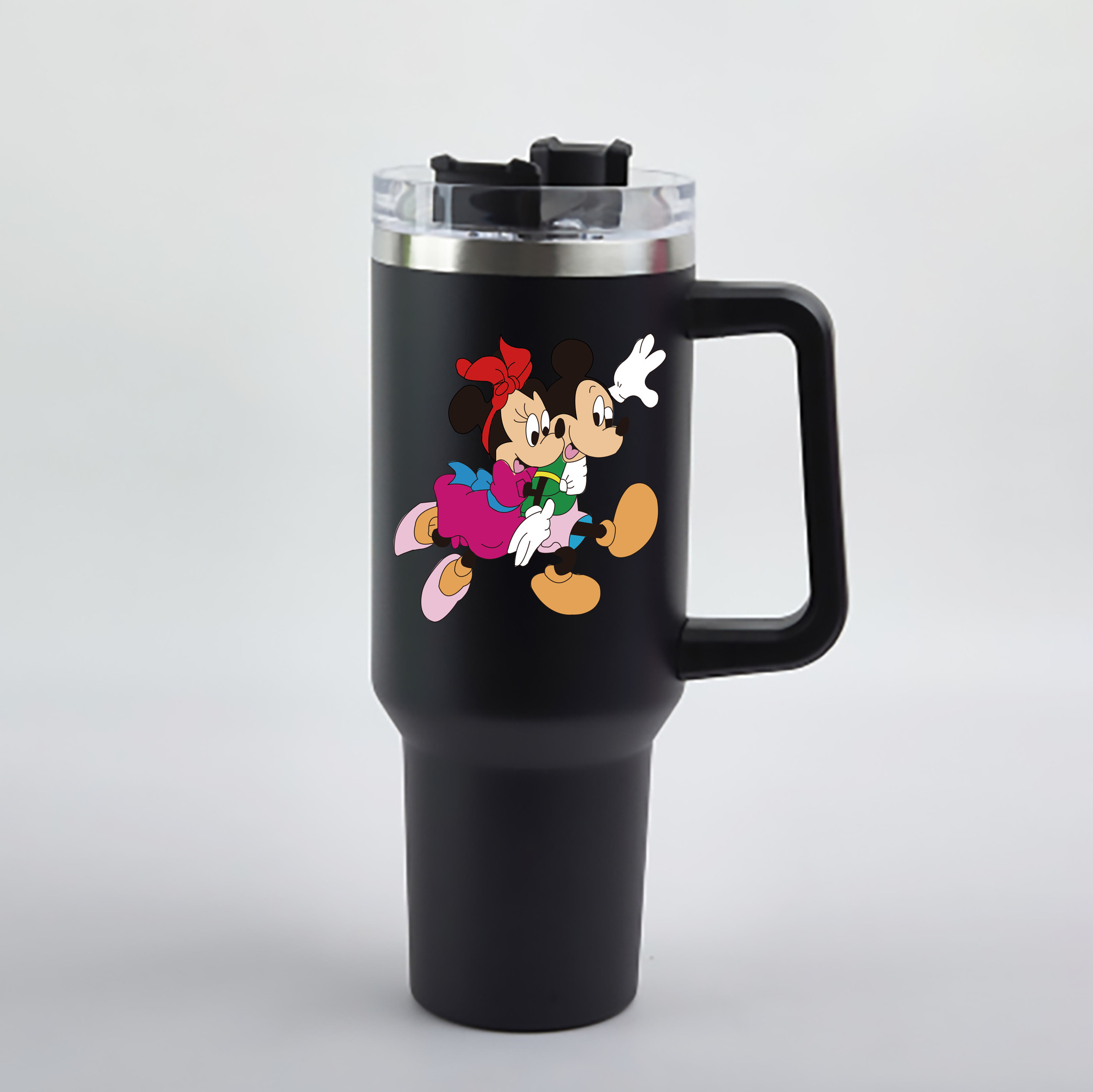 （画像用） ミッキーマウス Mickey Mouse 1200mL車用タンブラー - クリスタルステッカー（プラスチックストロー付き）