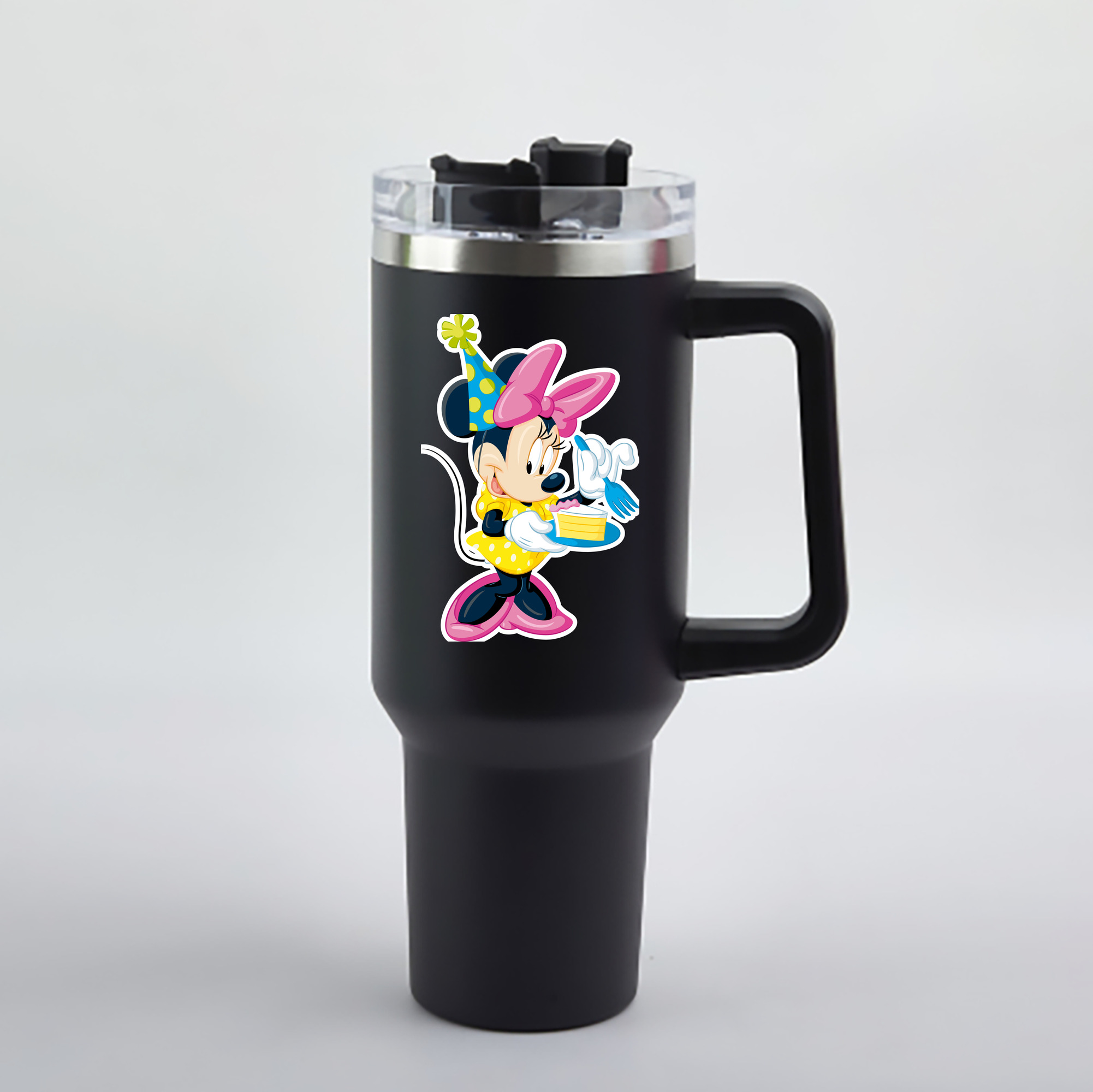 （画像用） ミッキーマウス Mickey Mouse 1200mL車用タンブラー - クリスタルステッカー（プラスチックストロー付き）