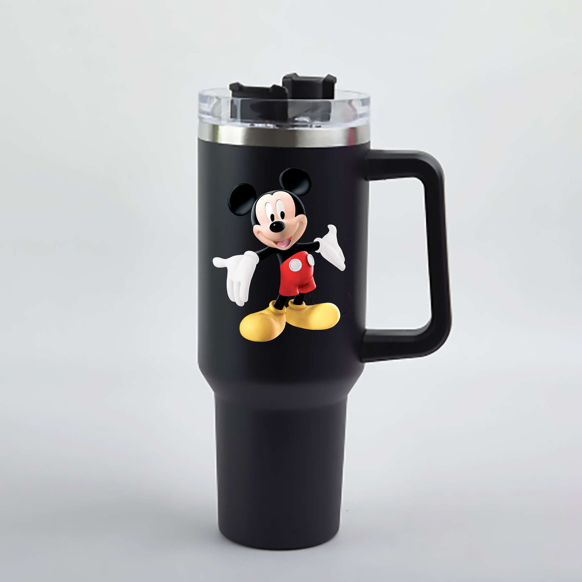 （画像用） ミッキーマウス Mickey Mouse 1200mL車用タンブラー - クリスタルステッカー（プラスチックストロー付き）