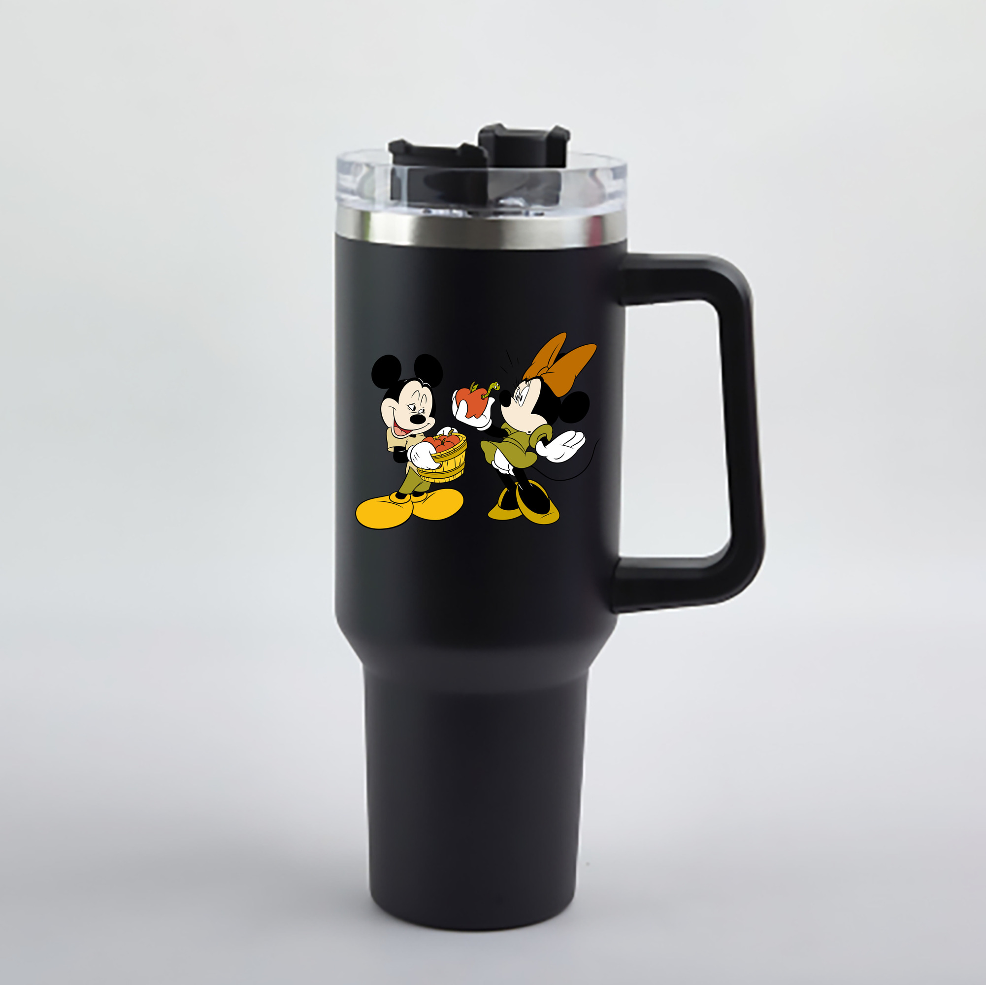 ミッキーマウス Mickey Mouse 1200mL車用タンブラー - クリスタルステッカー（プラスチックストロー付き）