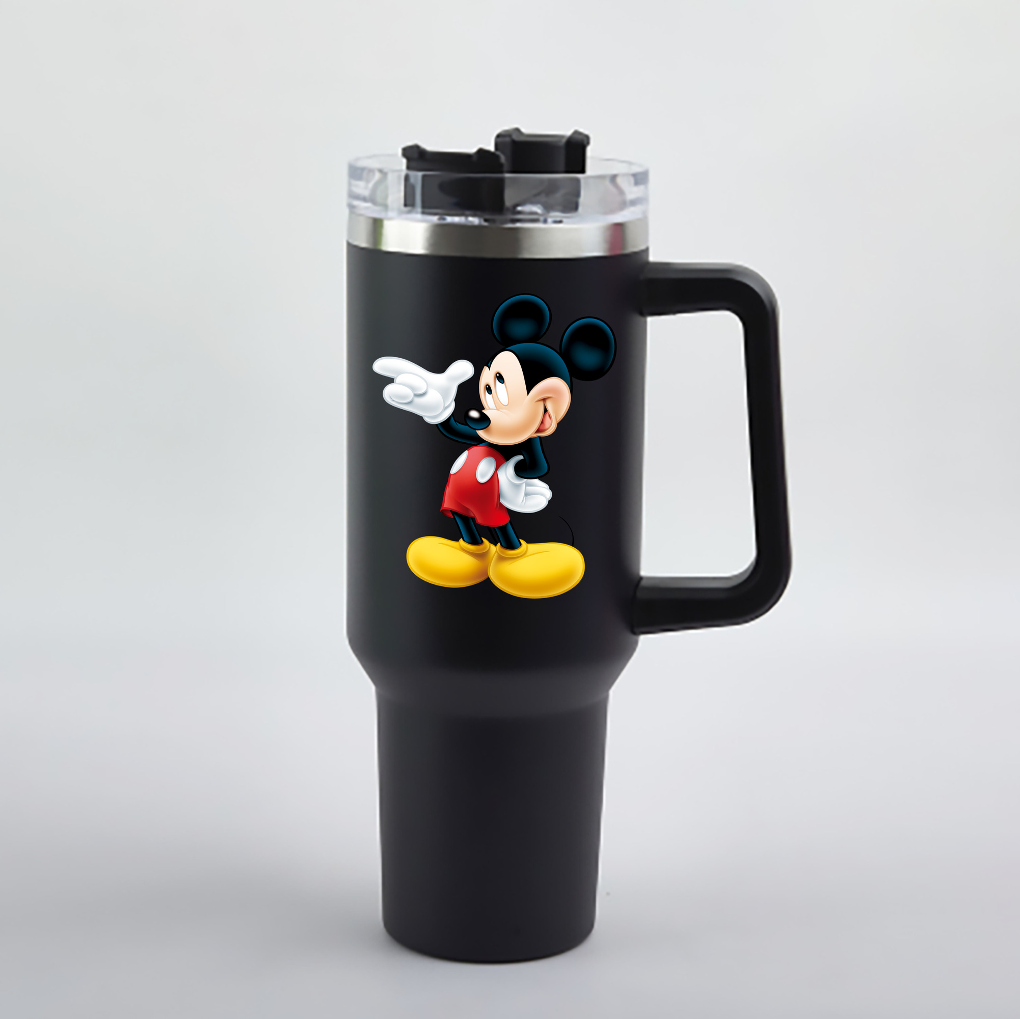 （画像用） ミッキーマウス Mickey Mouse 1200mL車用タンブラー - クリスタルステッカー（プラスチックストロー付き）