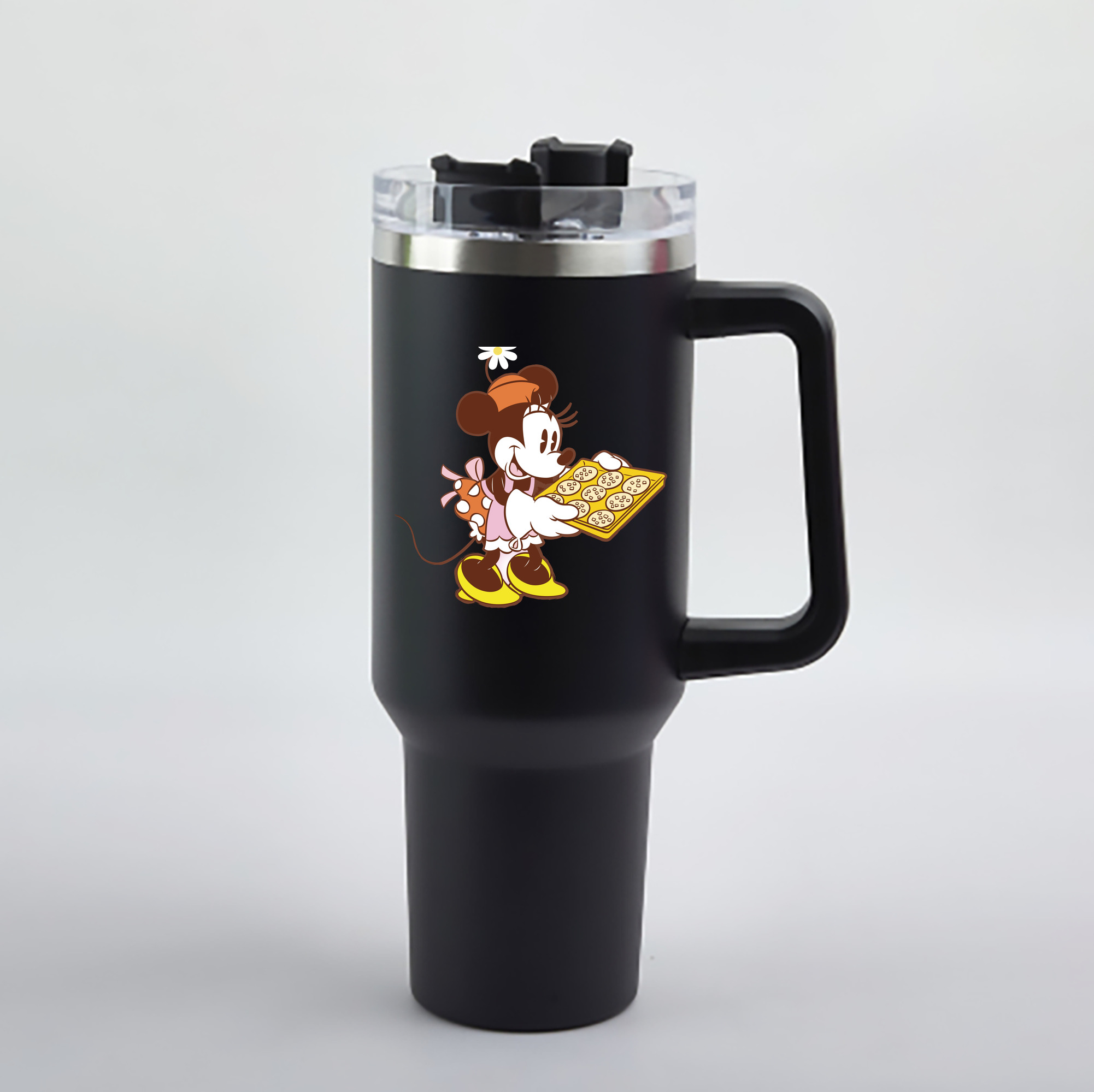 （画像用） ミッキーマウス Mickey Mouse 1200mL車用タンブラー - クリスタルステッカー（プラスチックストロー付き）