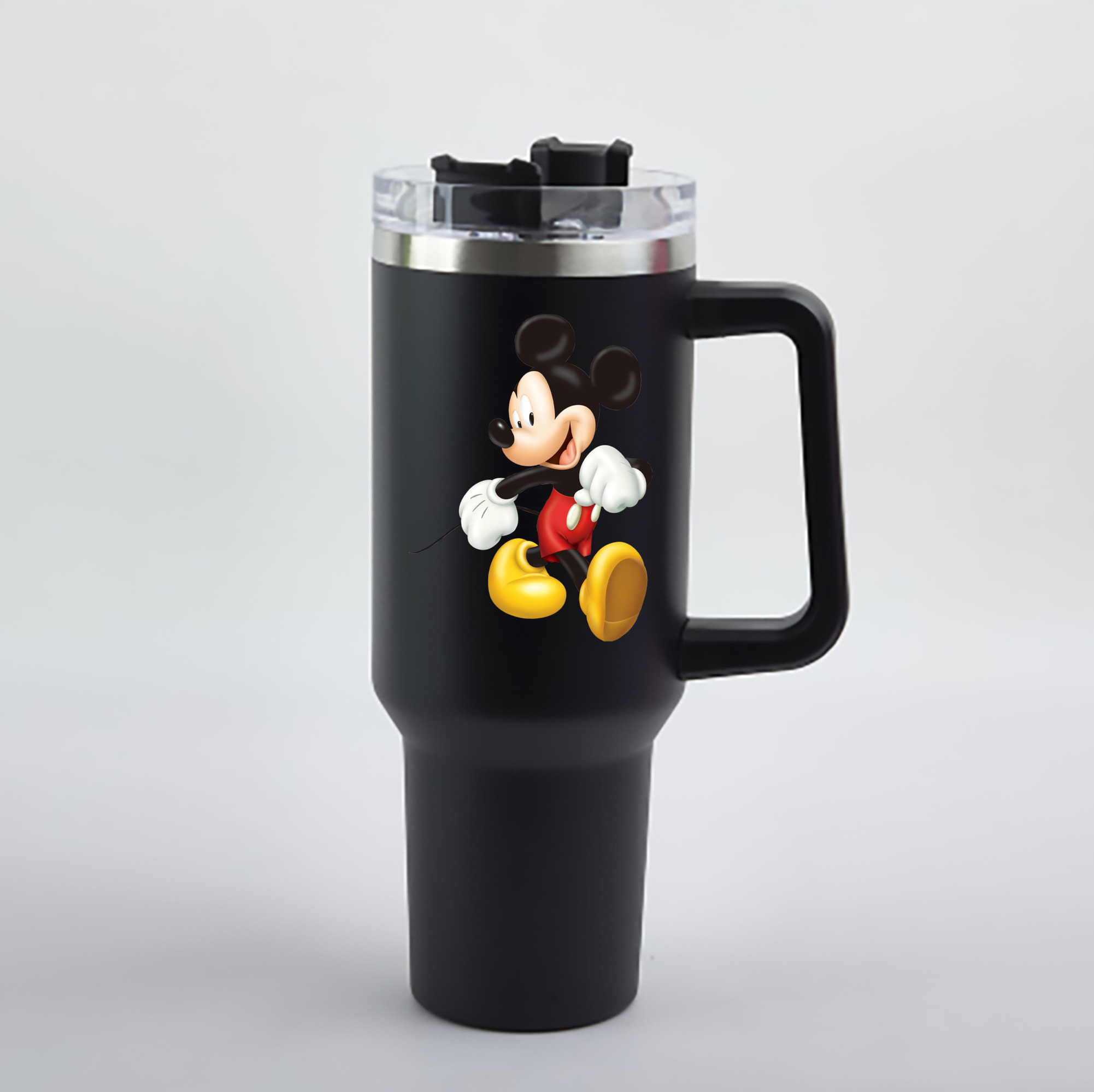 （画像用） ミッキーマウス Mickey Mouse 1200mL車用タンブラー - クリスタルステッカー（プラスチックストロー付き）