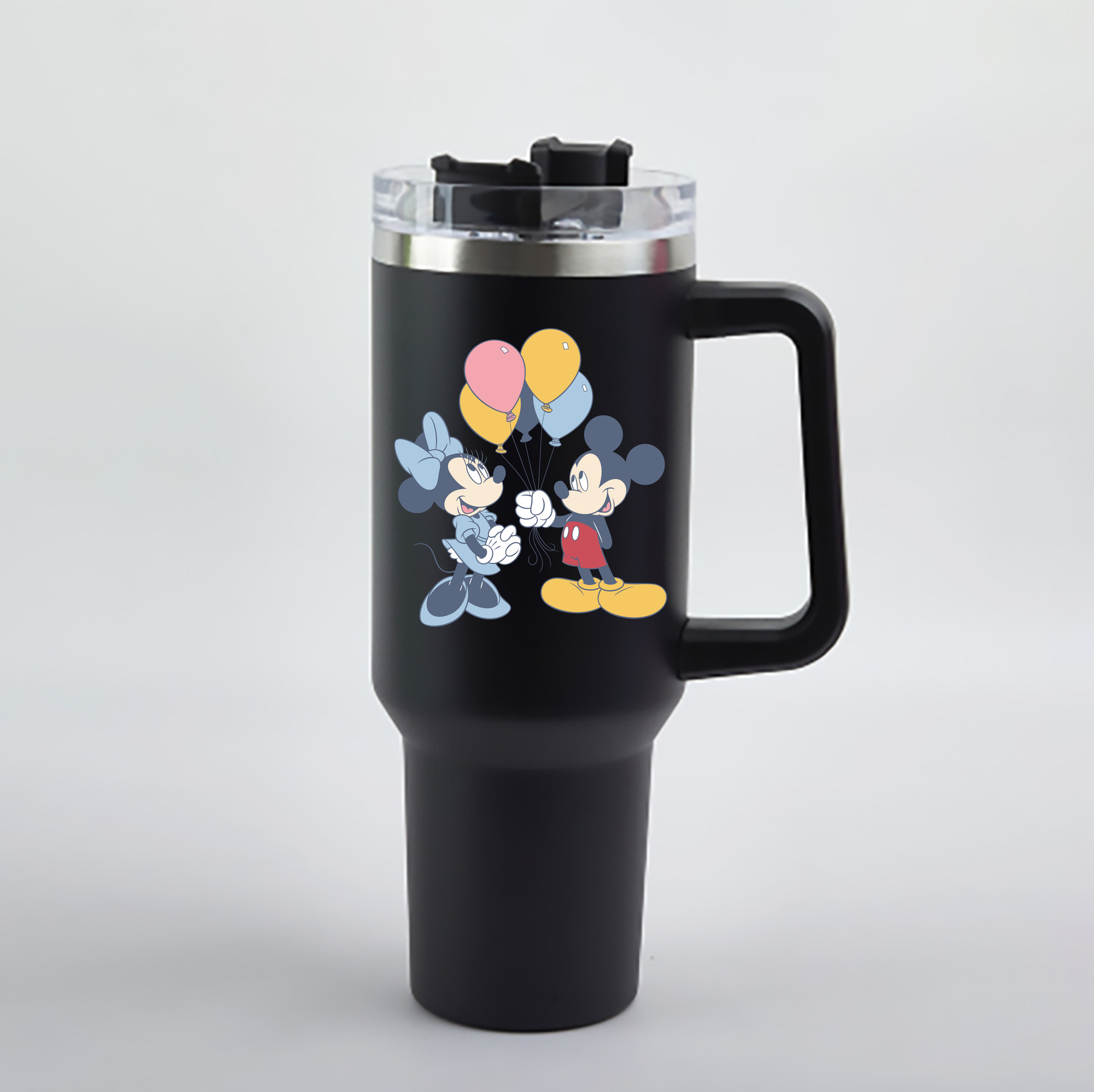 （画像用） ミッキーマウス Mickey Mouse 1200mL車用タンブラー - クリスタルステッカー（プラスチックストロー付き）