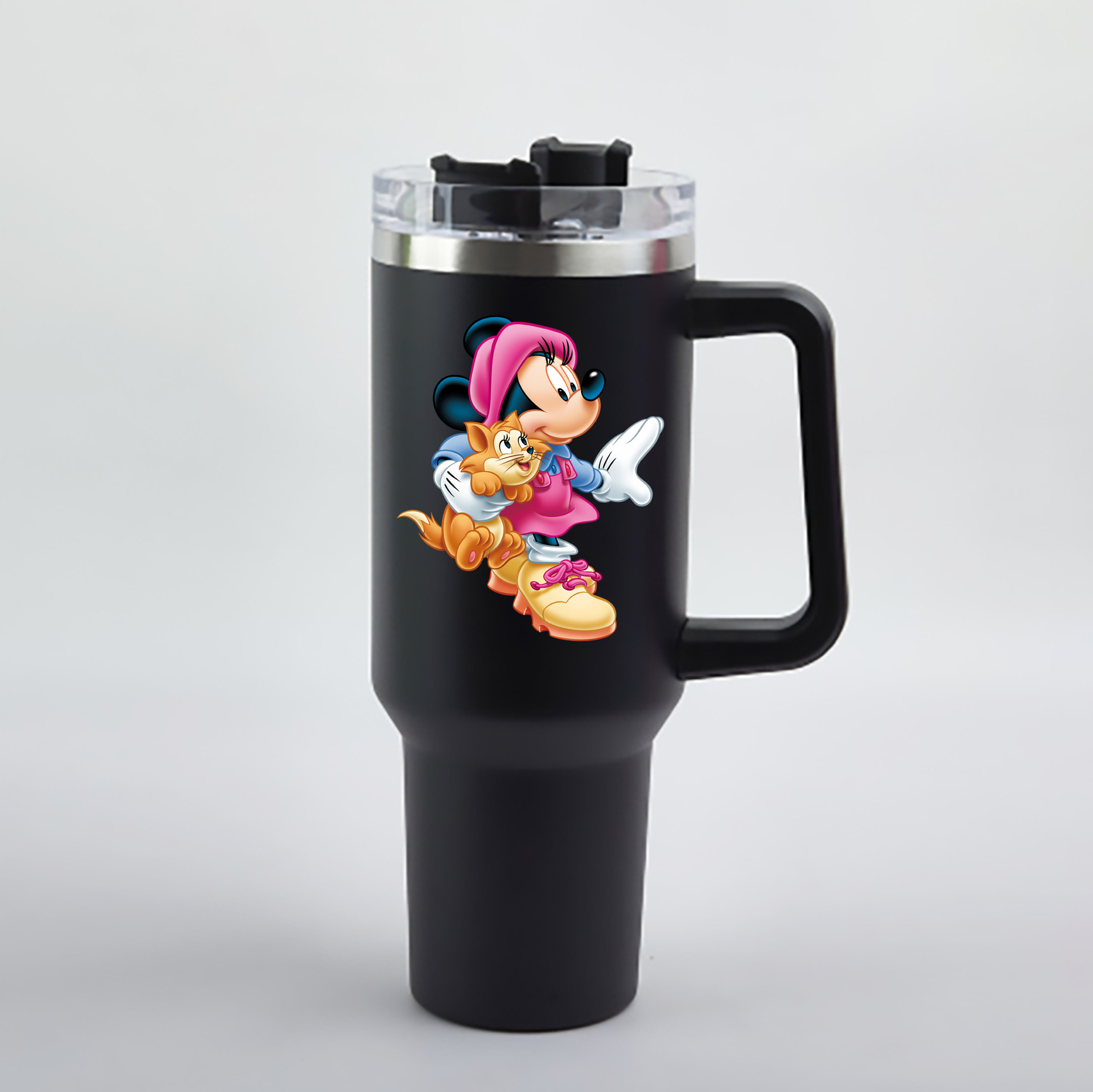 （画像用） ミッキーマウス Mickey Mouse 1200mL車用タンブラー - クリスタルステッカー（プラスチックストロー付き）