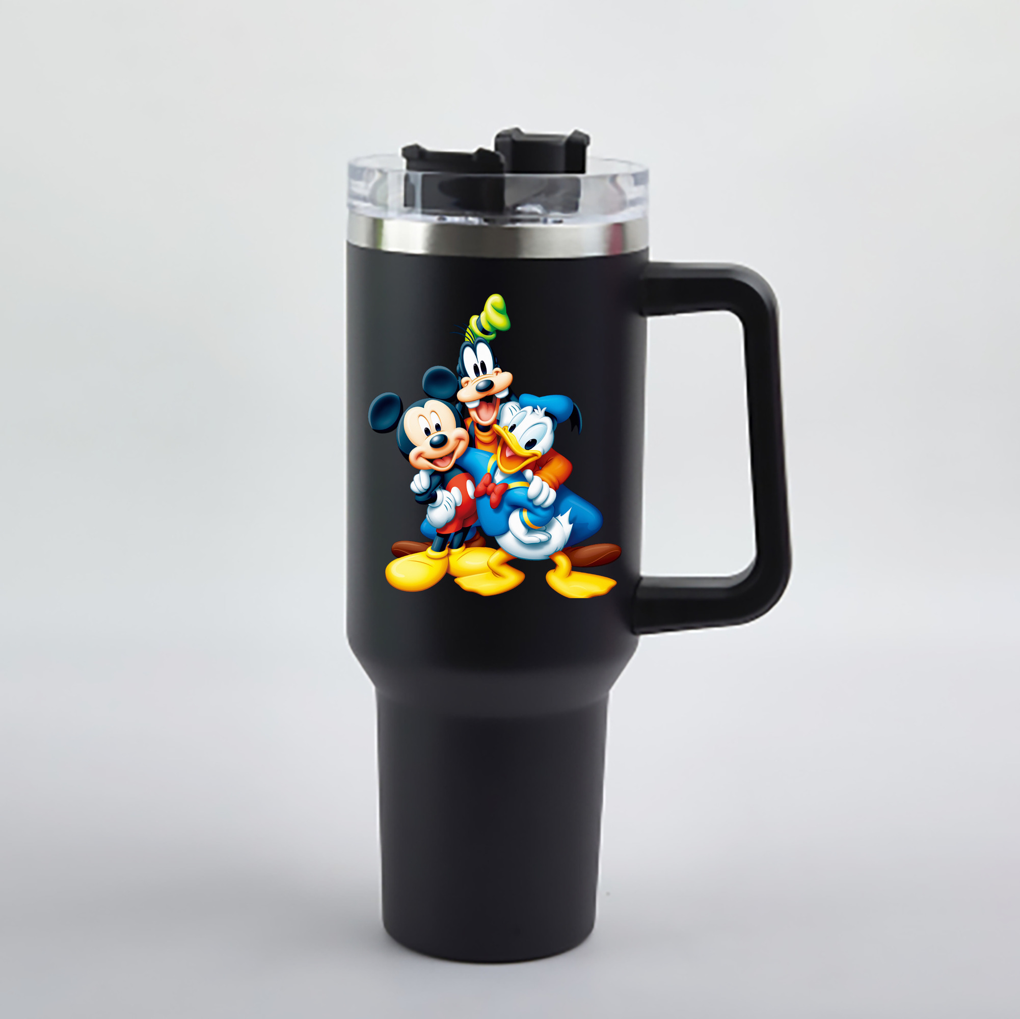 ミッキーマウス Mickey Mouse 1200mL車用タンブラー - クリスタルステッカー（プラスチックストロー付き）