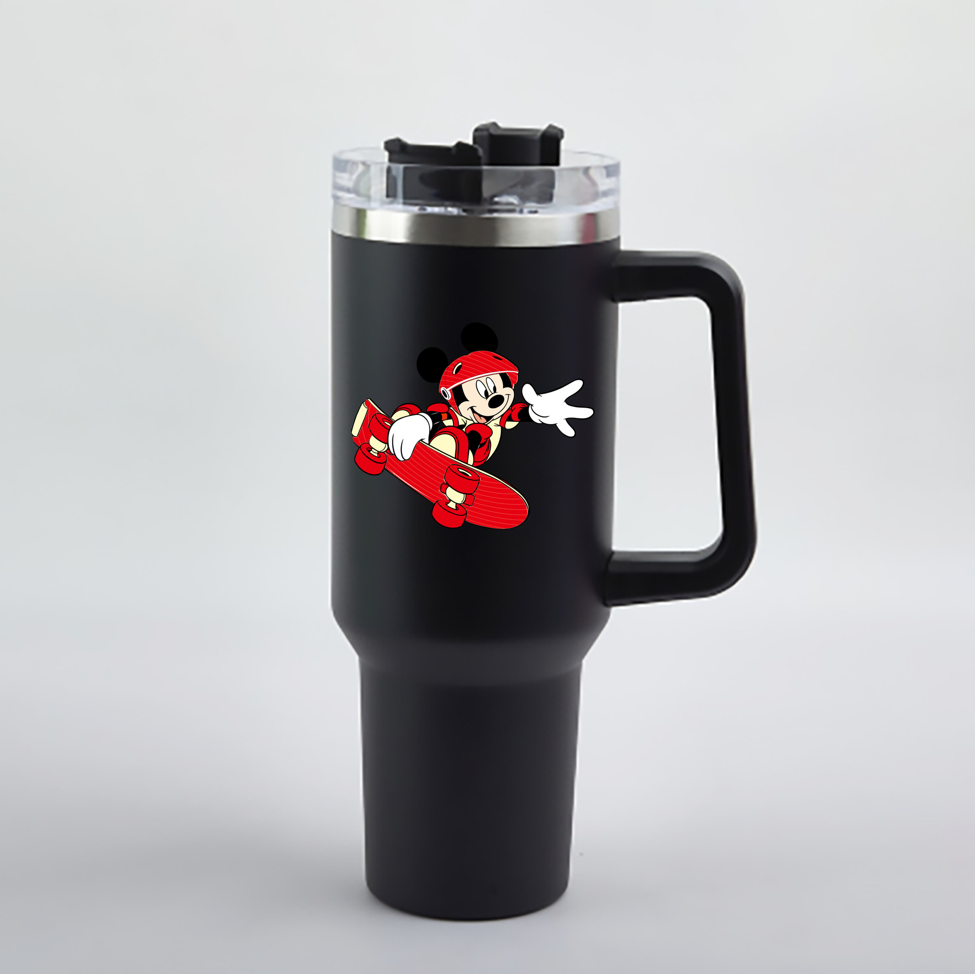 （画像用） ミッキーマウス Mickey Mouse 1200mL車用タンブラー - クリスタルステッカー（プラスチックストロー付き）