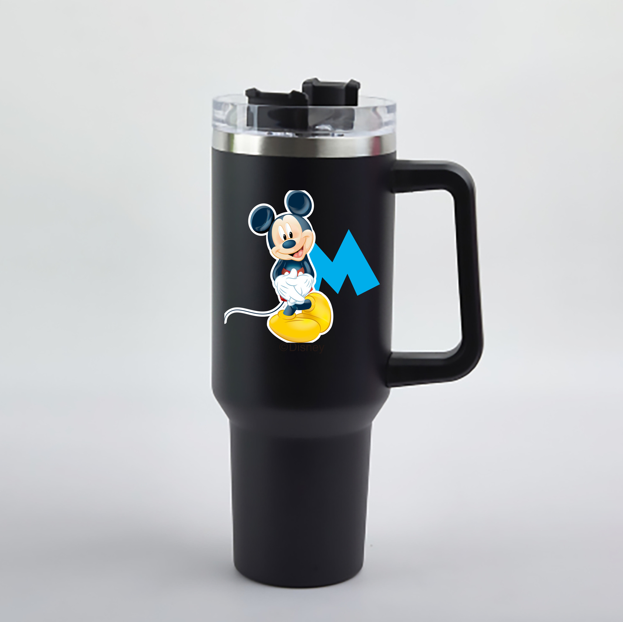 （画像用） ミッキーマウス Mickey Mouse 1200mL車用タンブラー - クリスタルステッカー（プラスチックストロー付き）