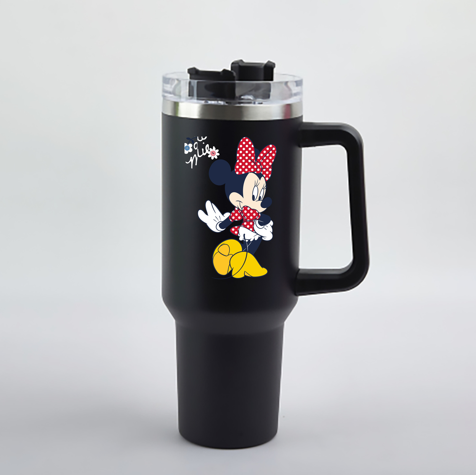 （画像用） ミッキーマウス Mickey Mouse 1200mL車用タンブラー - クリスタルステッカー（プラスチックストロー付き）