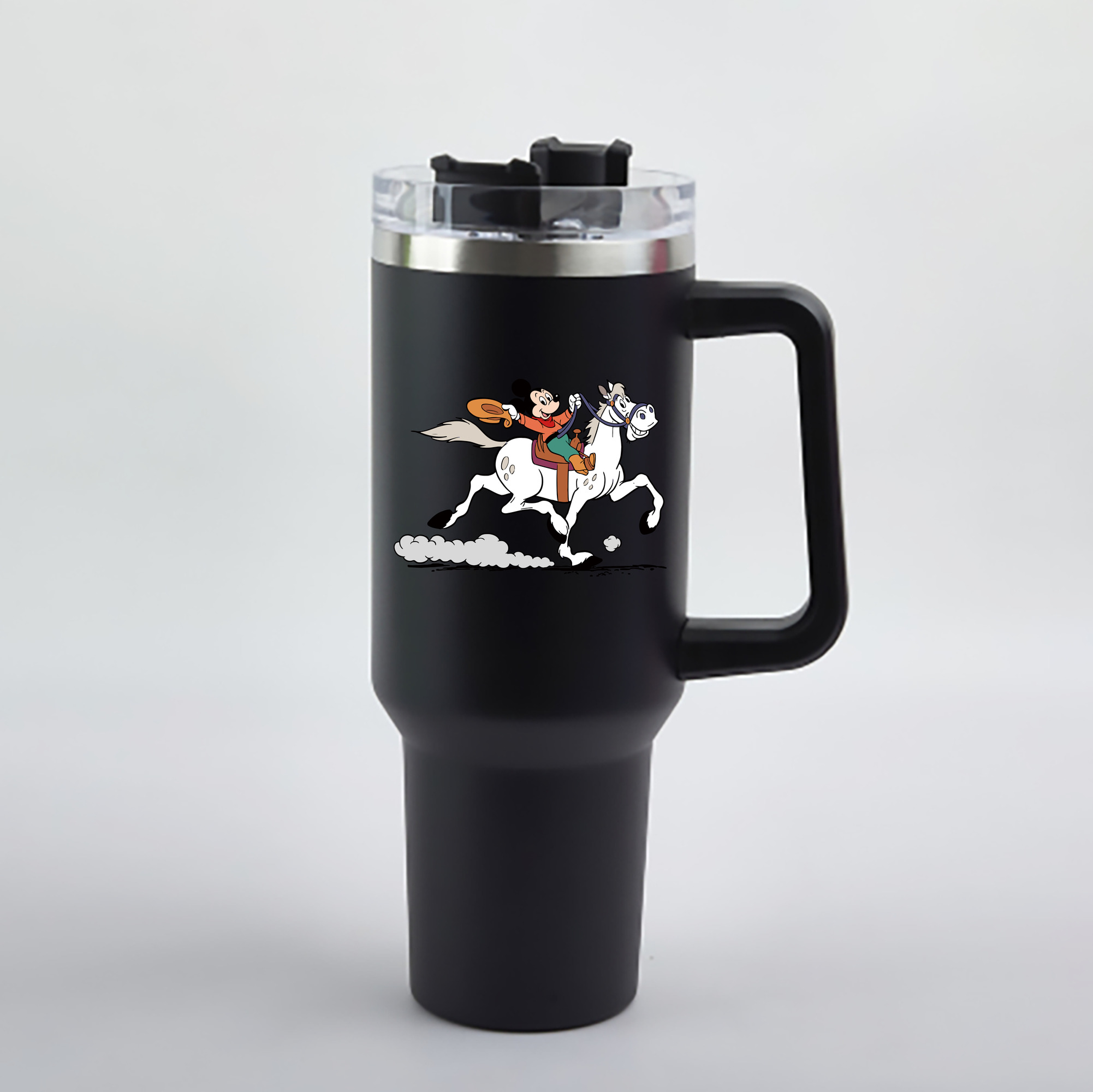 （画像用） ミッキーマウス Mickey Mouse 1200mL車用タンブラー - クリスタルステッカー（プラスチックストロー付き）