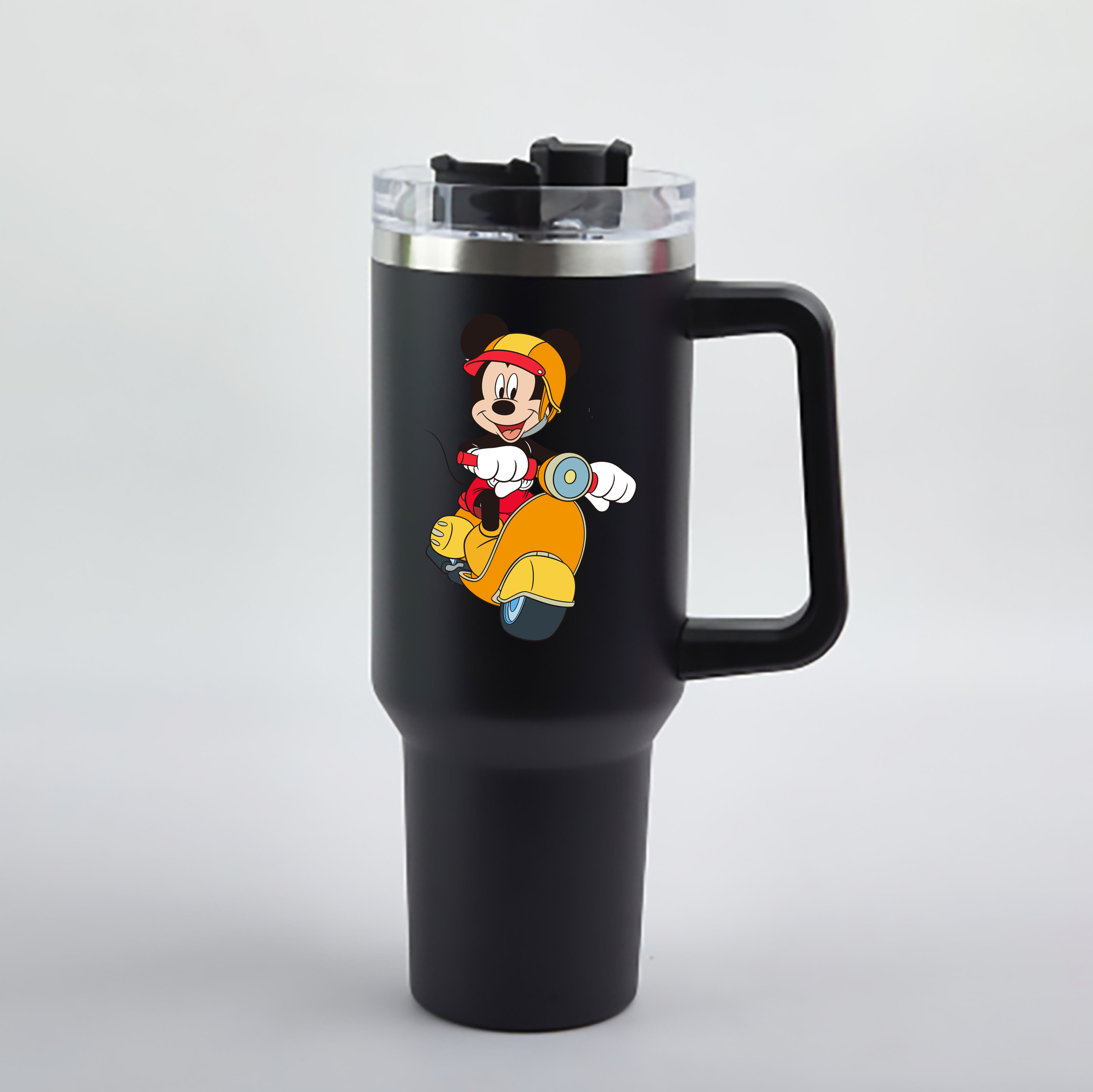 （画像用） ミッキーマウス Mickey Mouse 1200mL車用タンブラー - クリスタルステッカー（プラスチックストロー付き）