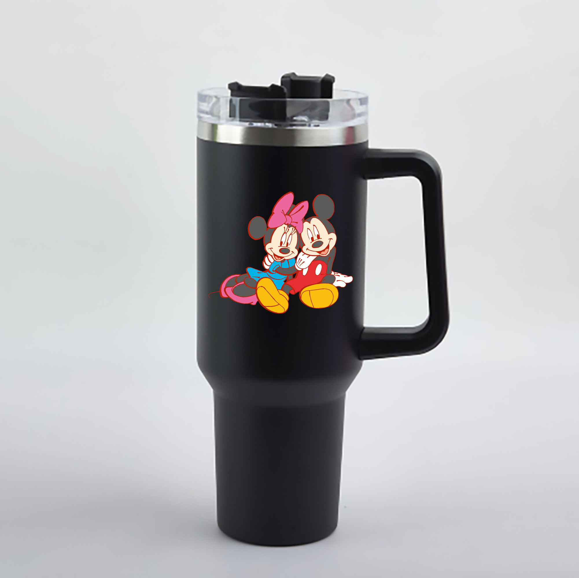 （画像用） ミッキーマウス Mickey Mouse 1200mL車用タンブラー - クリスタルステッカー（プラスチックストロー付き）