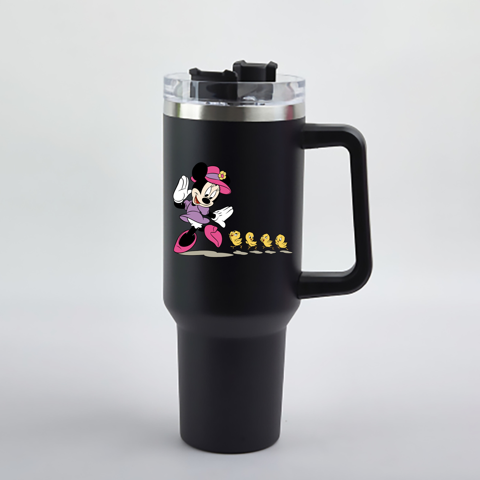 （画像用） ミッキーマウス Mickey Mouse 1200mL車用タンブラー - クリスタルステッカー（プラスチックストロー付き）